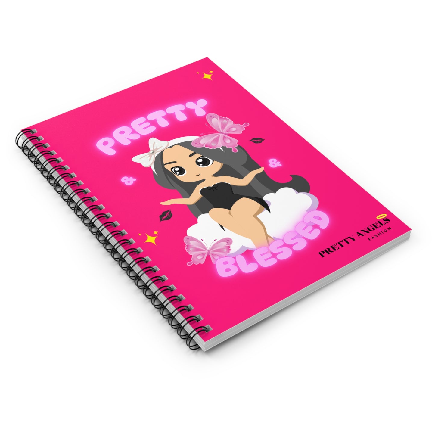 Latina Baddie Pretty & Blessed Spiral Notebook - Ruled Line for Positive Vibes