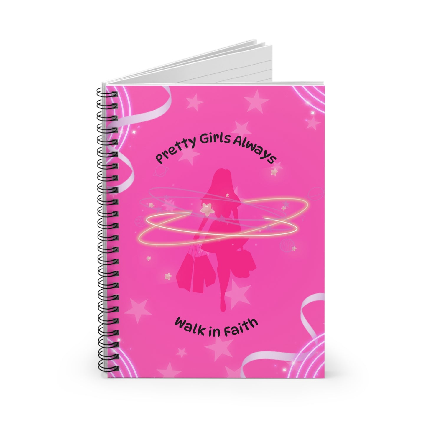 Inspirational Spiral Notebook - 'Pretty Girls Always Walk in Faith'