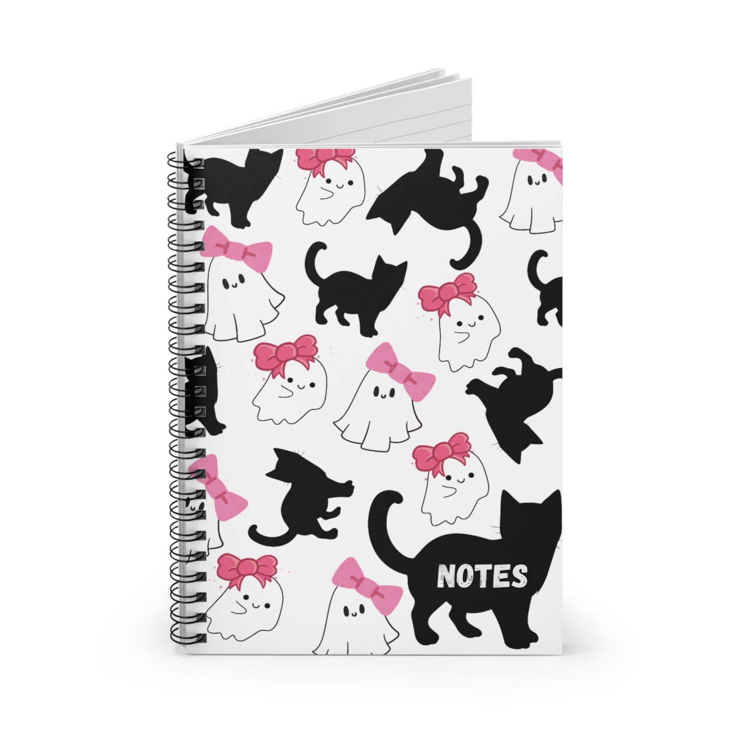 Pink Boo Cat Spiral Notebook