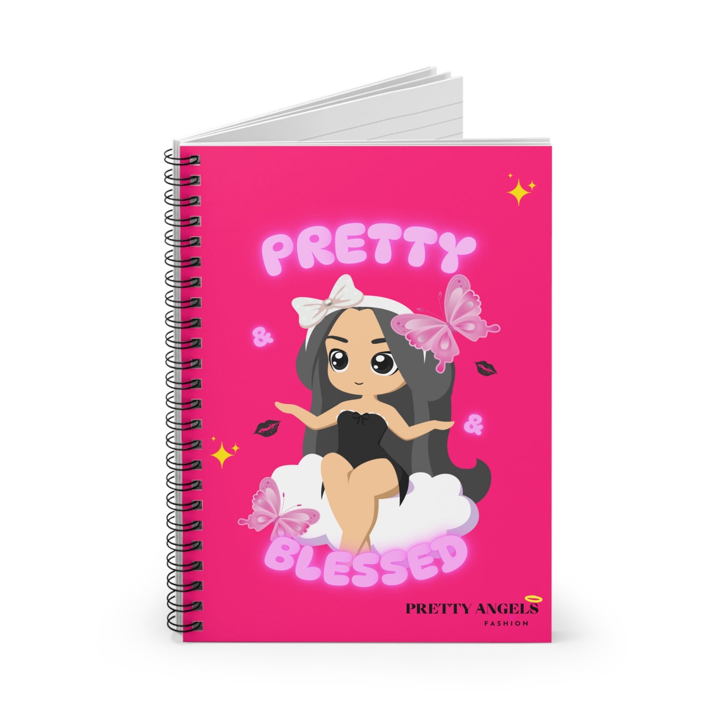 Latina Baddie Pretty & Blessed Spiral Notebook - Ruled Line for Positive Vibes