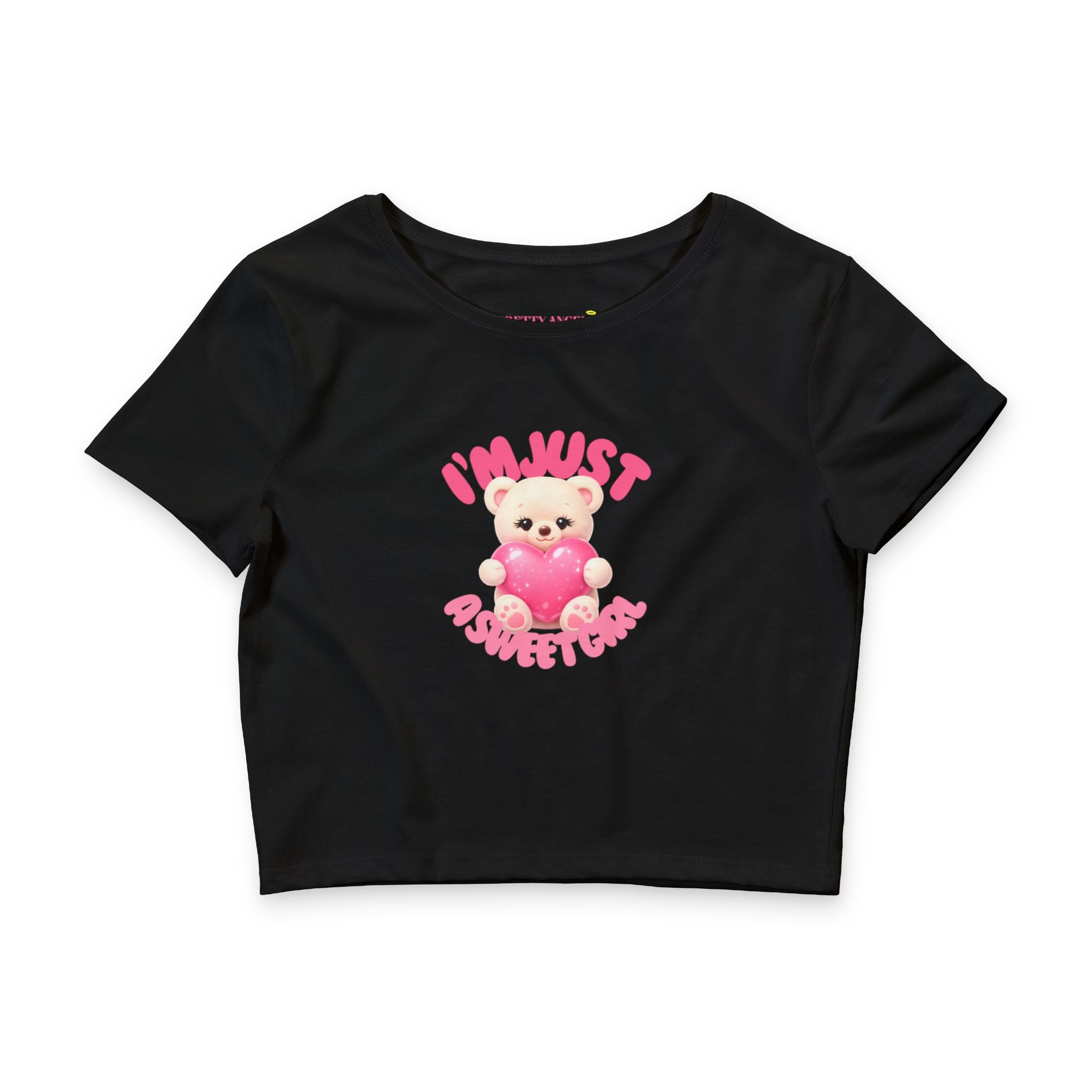 Sweet Girl Teddy Bear Crop Tee — “I’m Just a Sweet Girl”