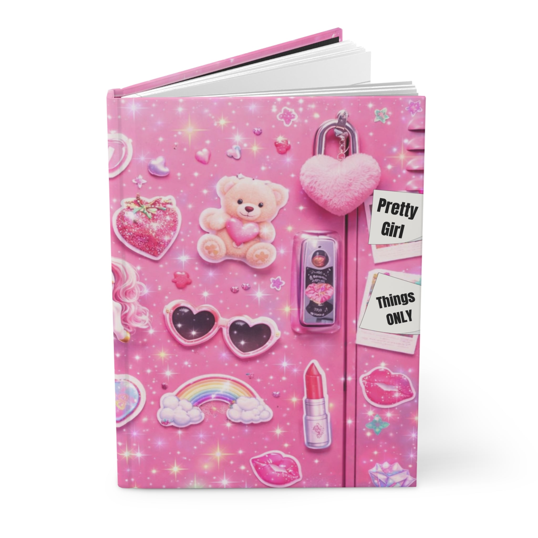 Pink Kawaii Hardcover Journal — Pretty Girl Stickers, Unicorn & Self-Love Notebook