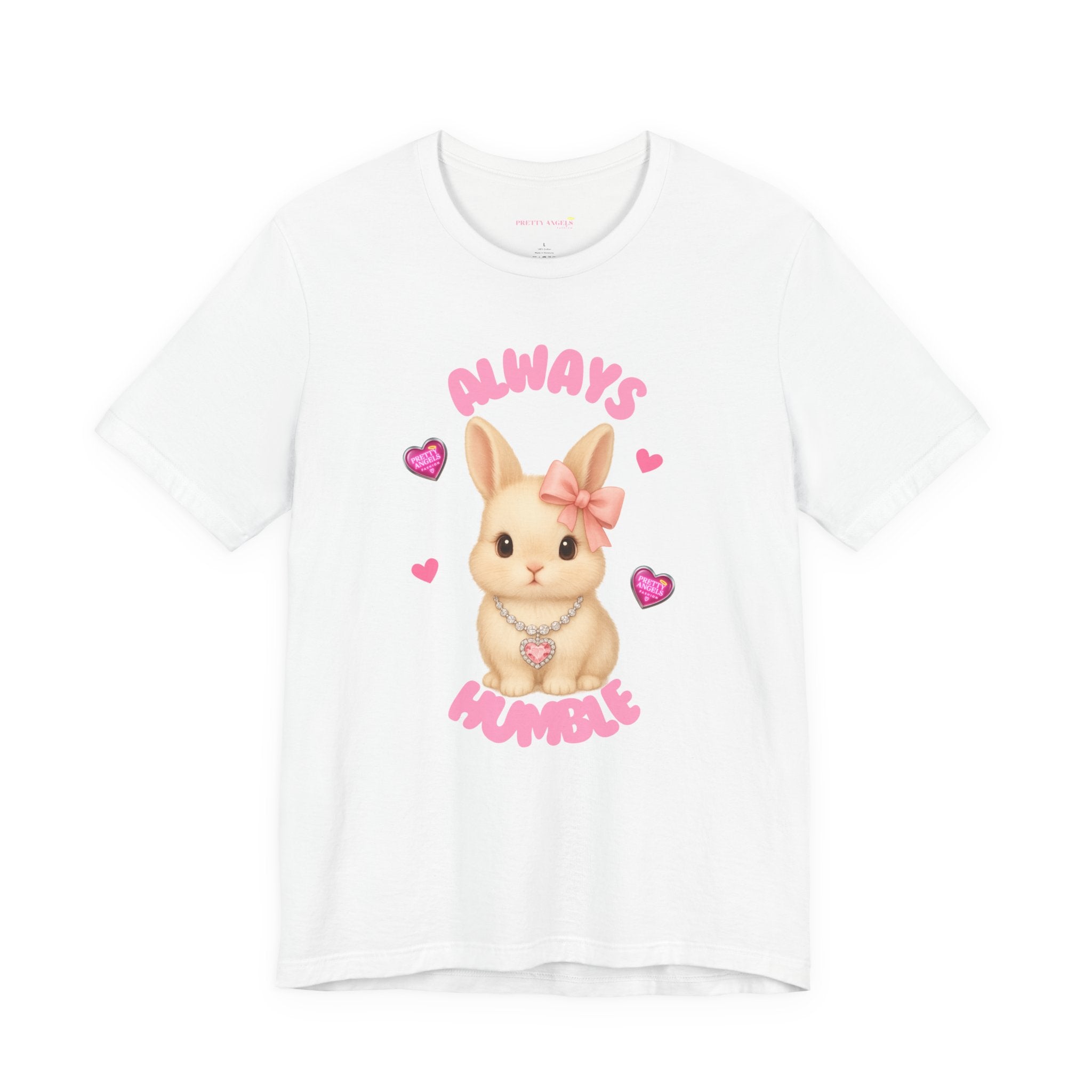 Always Humble Bunny T-Shirt – Cute Aesthetic Pink Bow Bunny Tee for Pretty Girls | 100% Airlume Cotton | Soft Lightweight Girly Shirt | Cute Pink Aesthetic Outfit