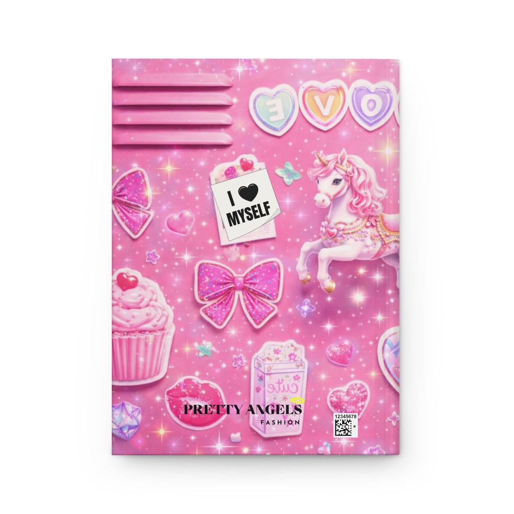 Pink Kawaii Hardcover Journal — Pretty Girl Stickers, Unicorn & Self-Love Notebook