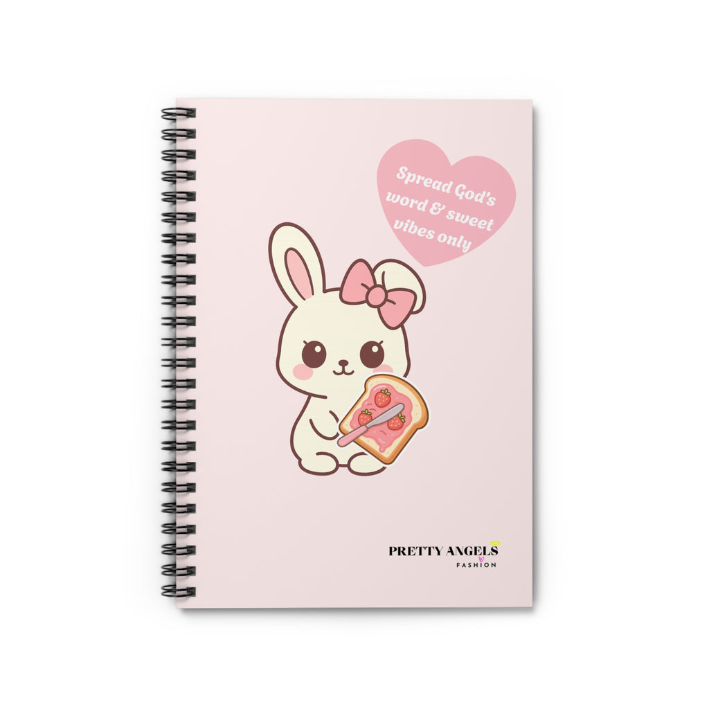 Spread God’s Word & Sweet Vibes Only - Kawaii Bunny Spiral Notebook | Cute Pink Journal with Strawberry Toast