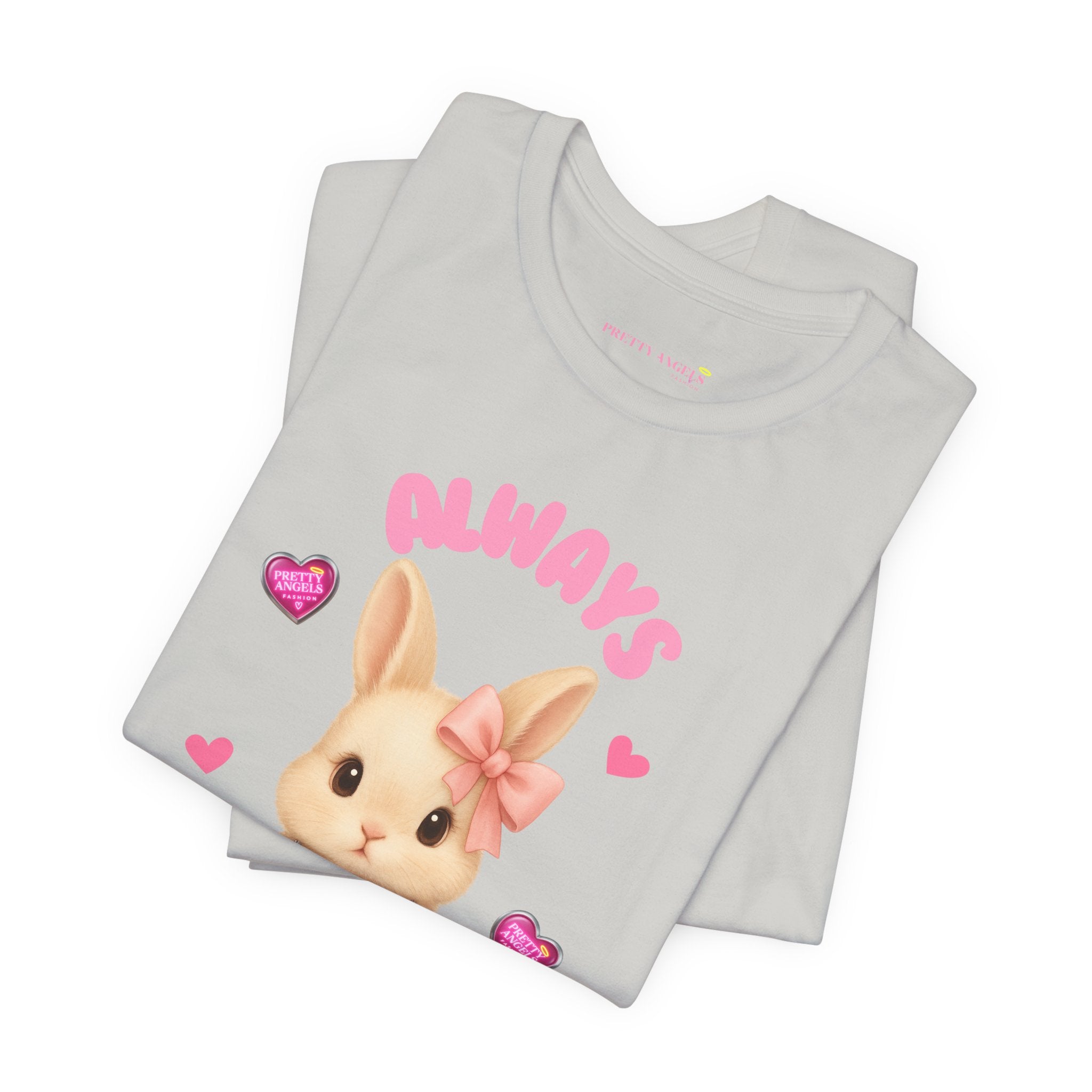 Always Humble Bunny T-Shirt – Cute Aesthetic Pink Bow Bunny Tee for Pretty Girls | 100% Airlume Cotton | Soft Lightweight Girly Shirt | Cute Pink Aesthetic Outfit