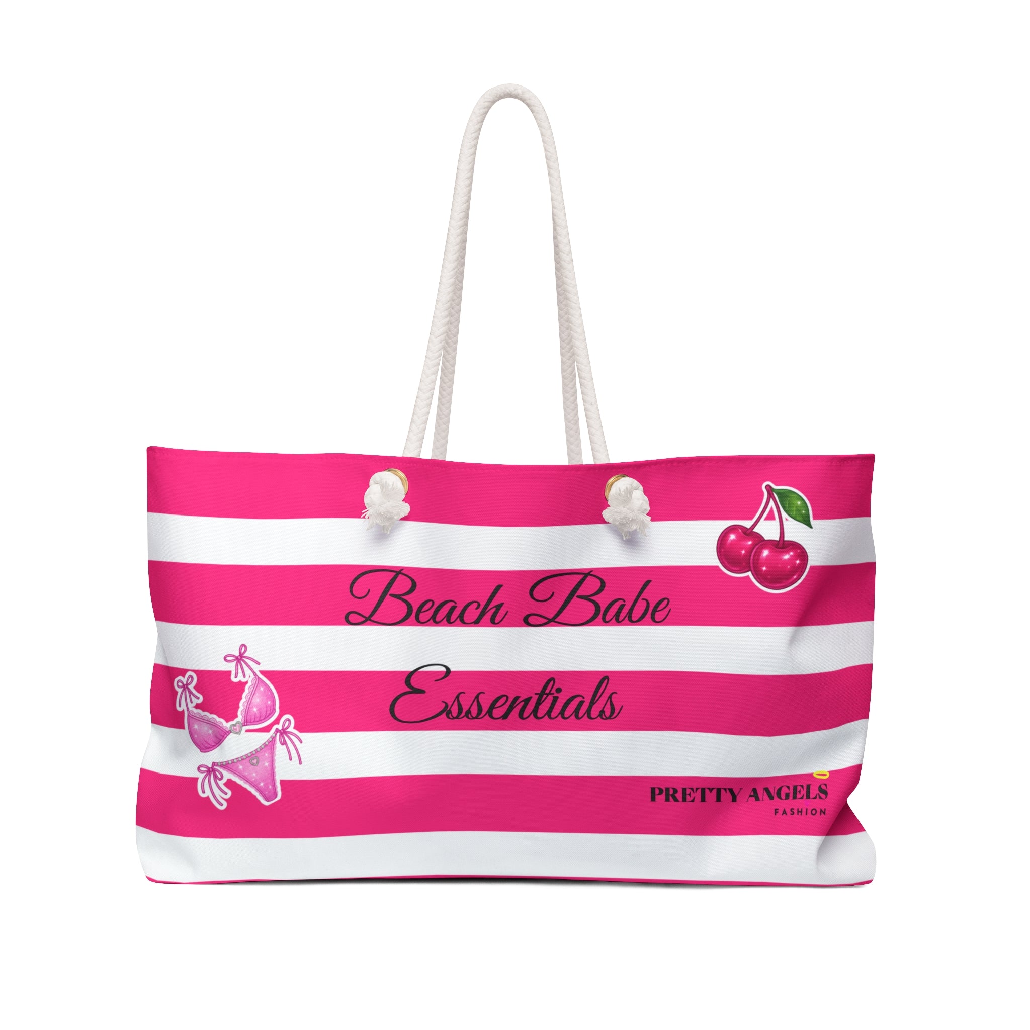 Hot Pink “Beach Babe Essentials” Weekender Tote - Trendy 2014 Vibes Rich Girl Summer Bag