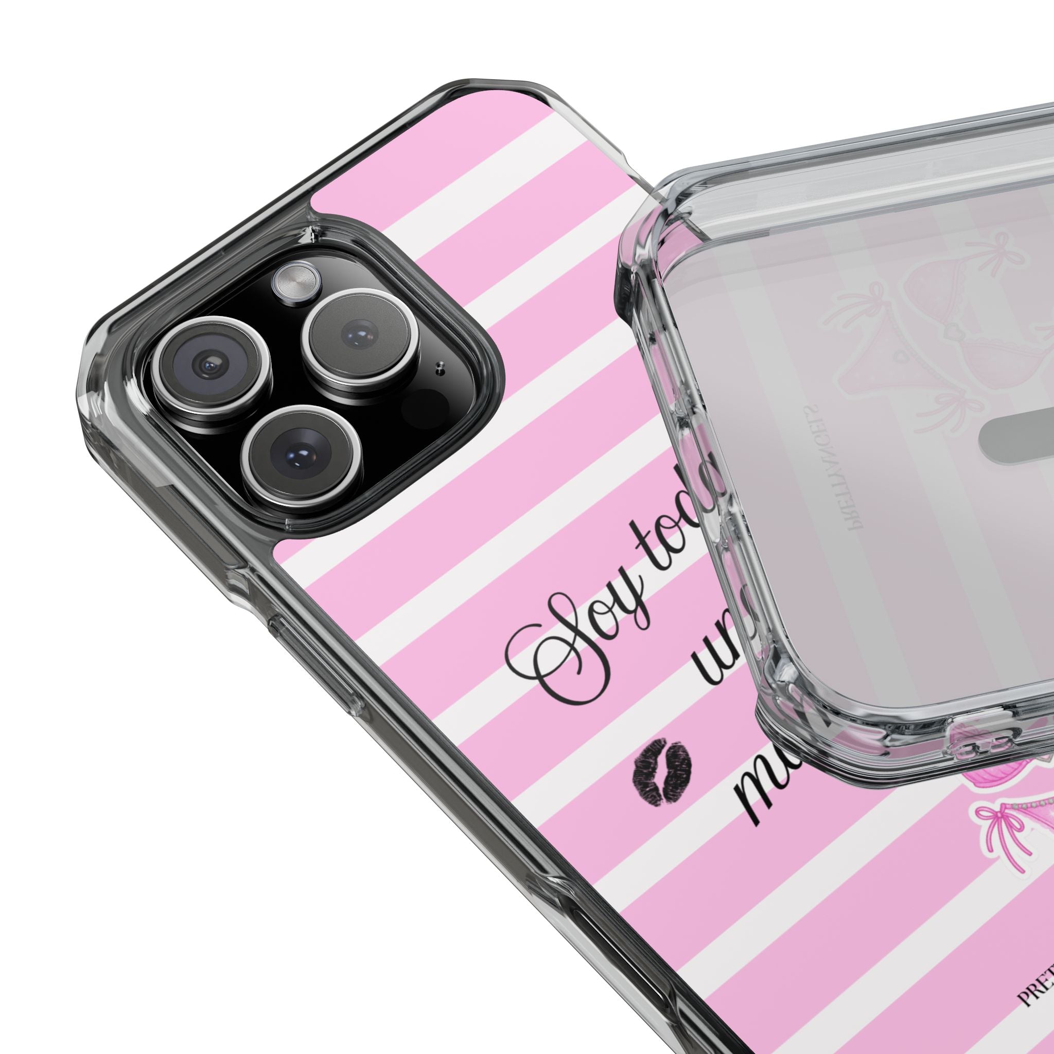“Soy Toda Una Mamacita” MagSafe Clear Phone Case - Pink & White Striped | Latina Baddie Magnetic Impact Cover
