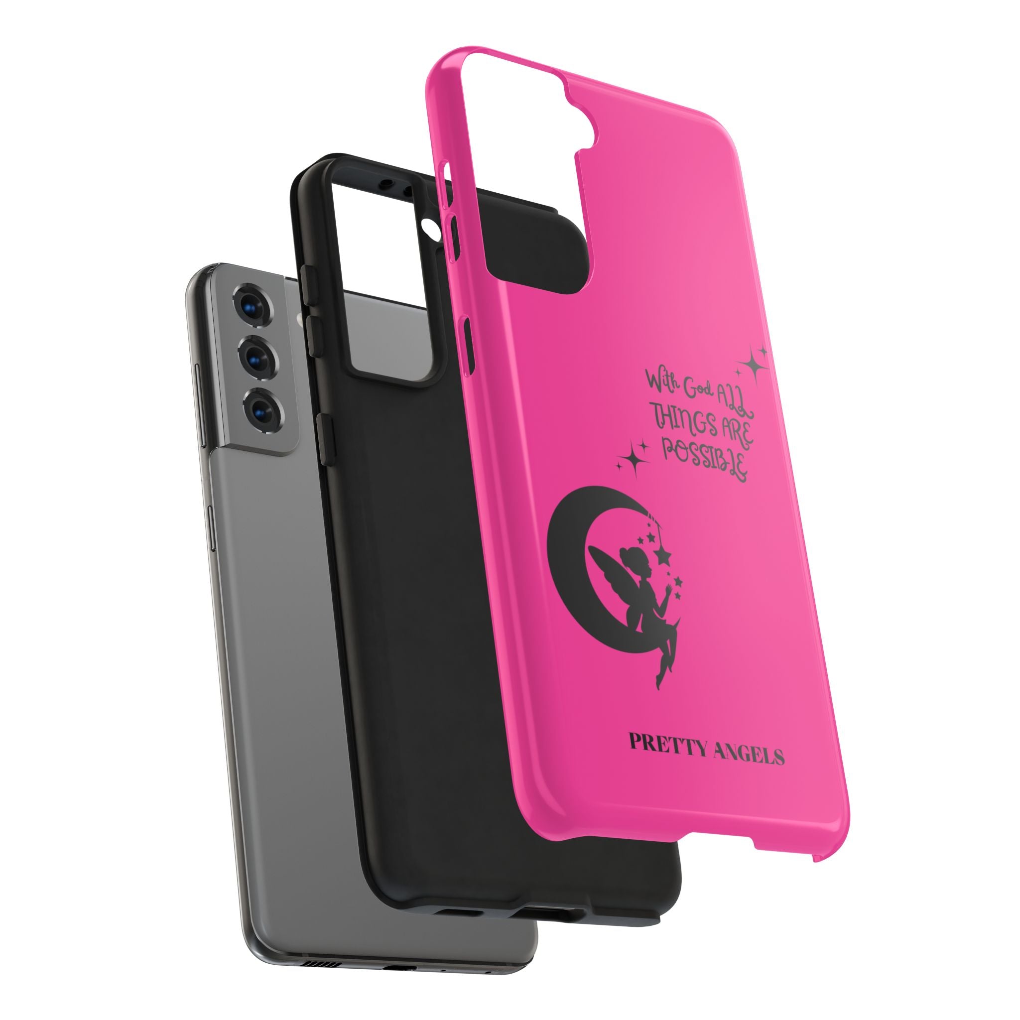 Pink 'With God All Things Are Possible' Fairy Moon Tough Phone Case