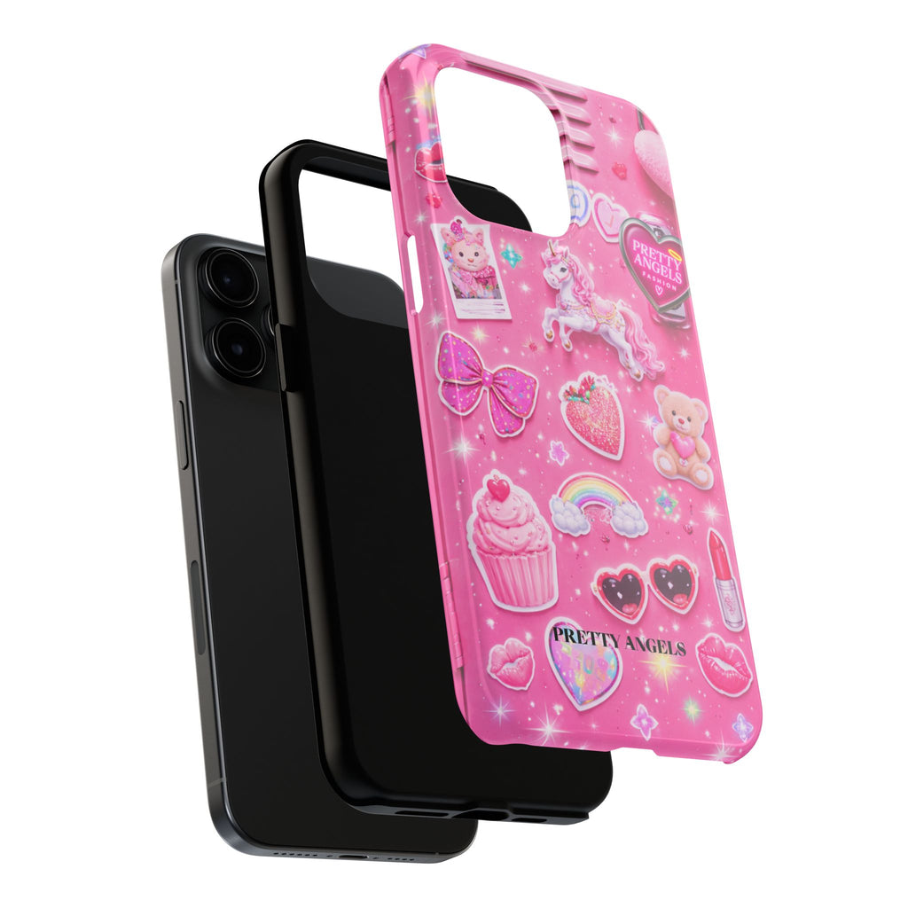 Girly Pink Locker Nostalgia with Hearts & Teddy Bear Tough Phone Case
