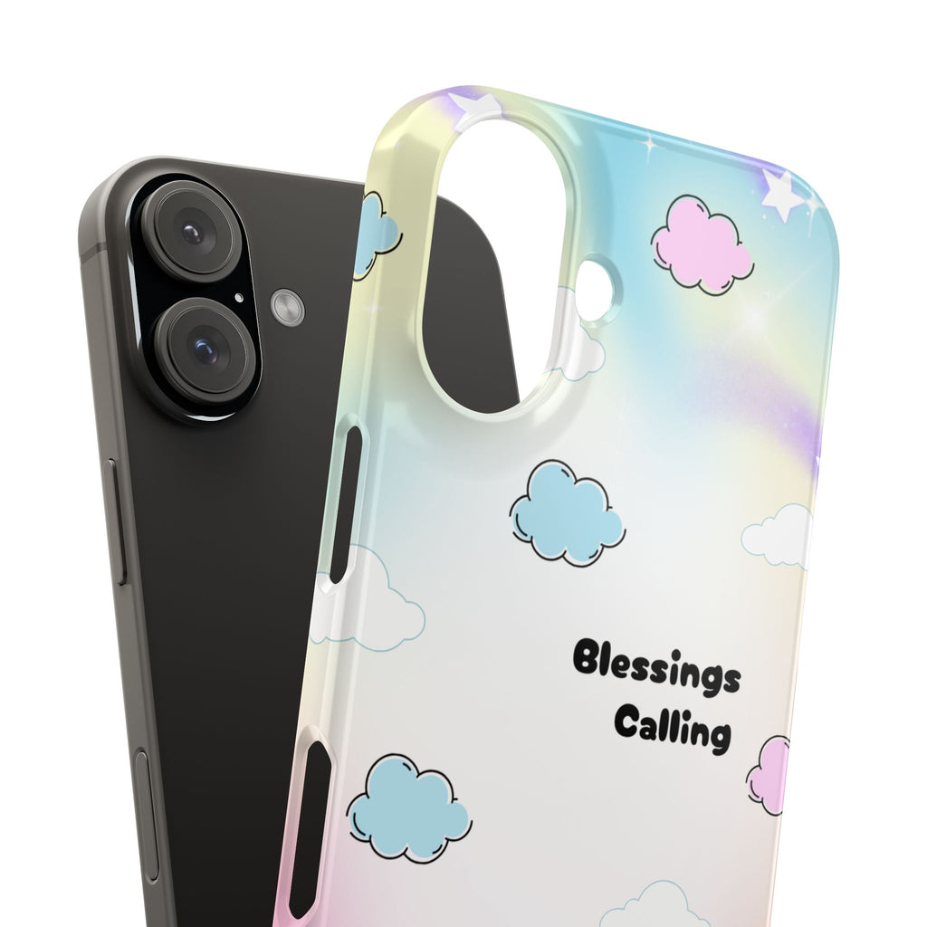 ‘Blessings Calling' Phone Case – Slim Lightweight Ombré Cover with Magical Pastel Clouds for Girly Girls & Faith-Filled Baddies - Cute Cloud Aesthetic, Phone Accessories, Gift for Friends, Pastel Theme Vibes, Cozy Magical Vibes