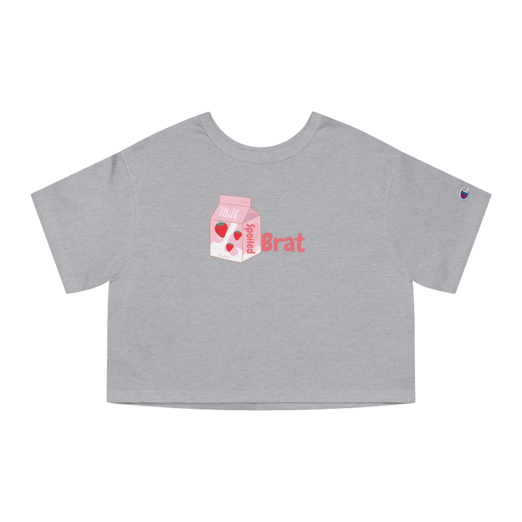 “Spoiled Strawberry Milk” Champion® Loose Cropped Tee – Peachy Pink Brat Aesthetic for Rich Baddie Girls