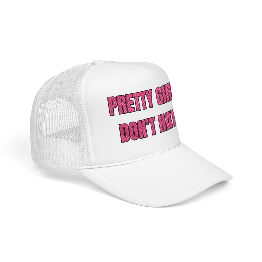 “PRETTY GIRLS DON’T HATE” Pink Trucker Hat – Barbiecore Baddie Aesthetic | Adjustable Snapback | Y2K Rich Girl Energy