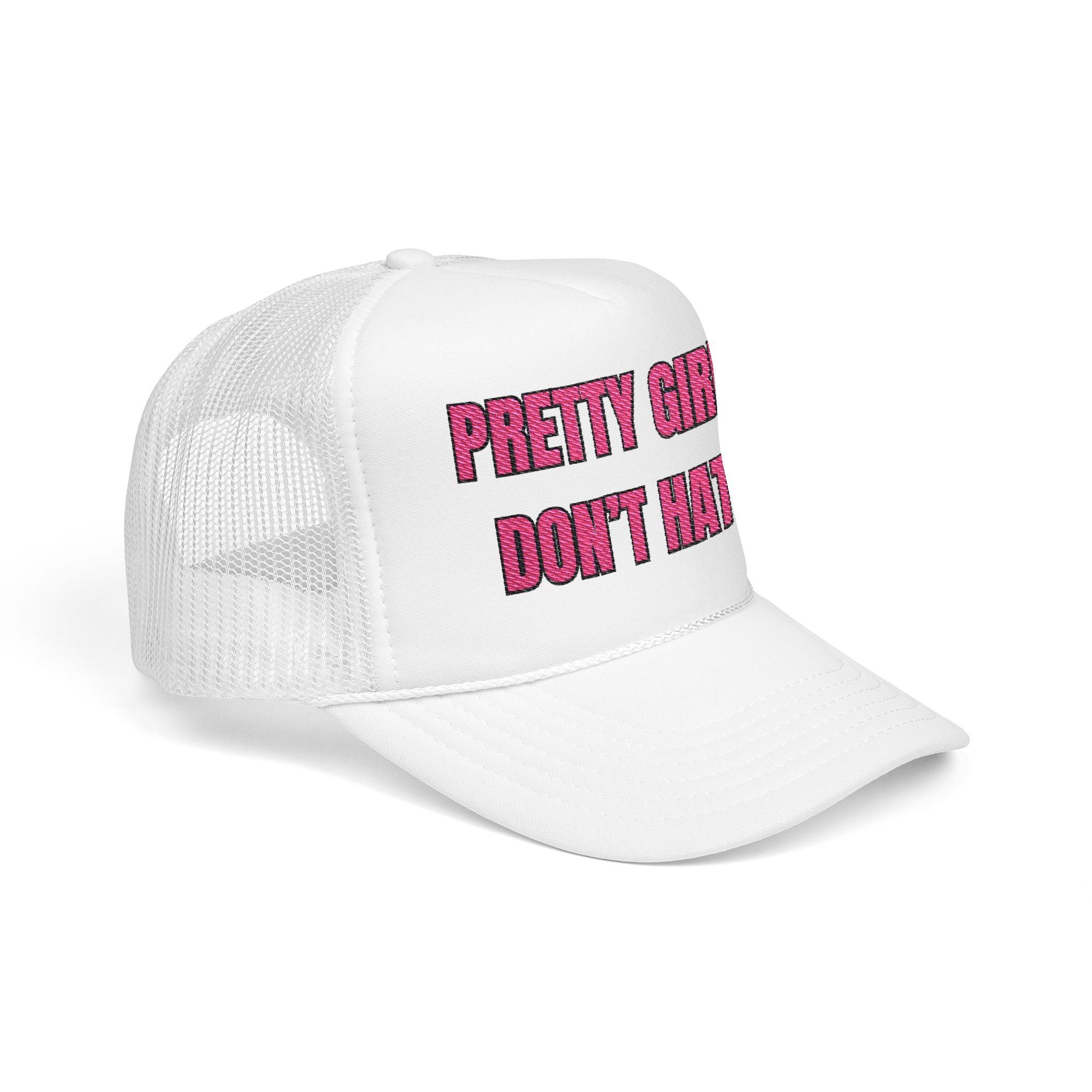 “PRETTY GIRLS DON’T HATE” Pink Trucker Hat – Barbiecore Baddie Aesthetic | Adjustable Snapback | Y2K Rich Girl Energy