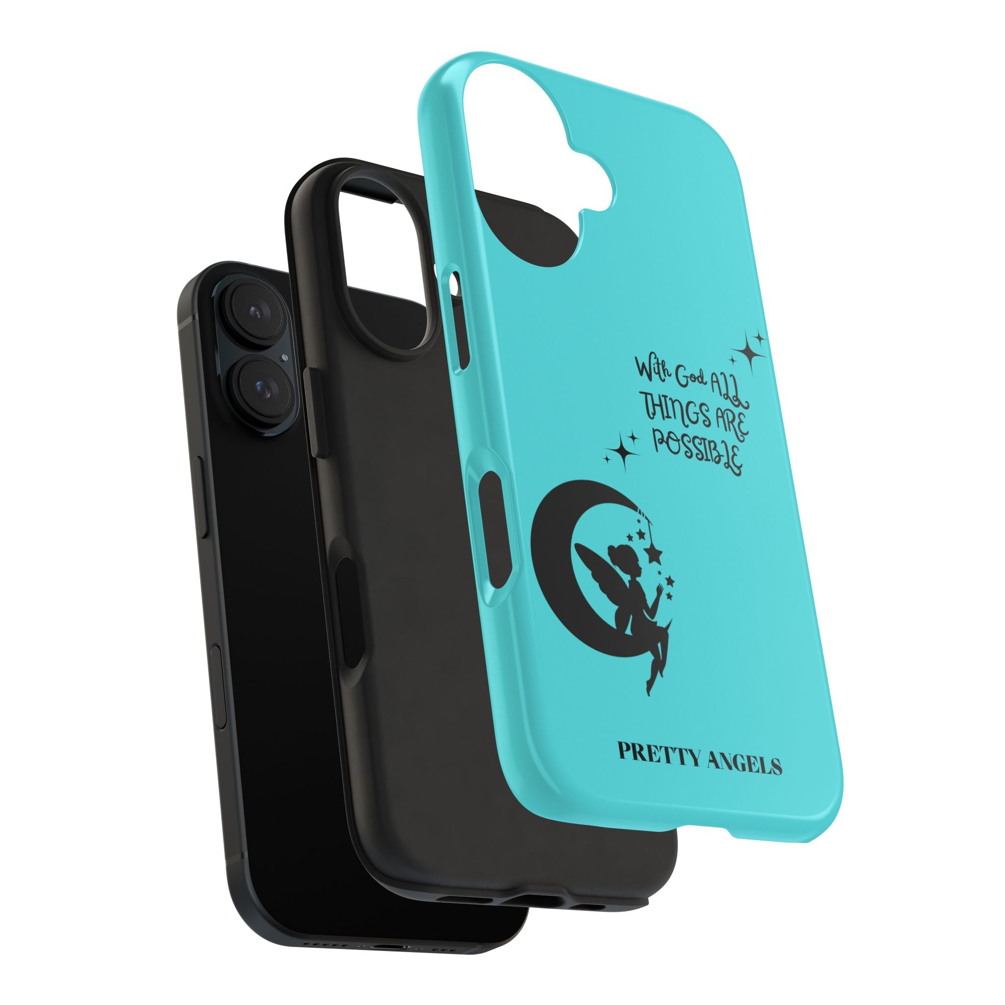 “With God All Things Are Possible” Teal Fairy Moon Tough Phone Case