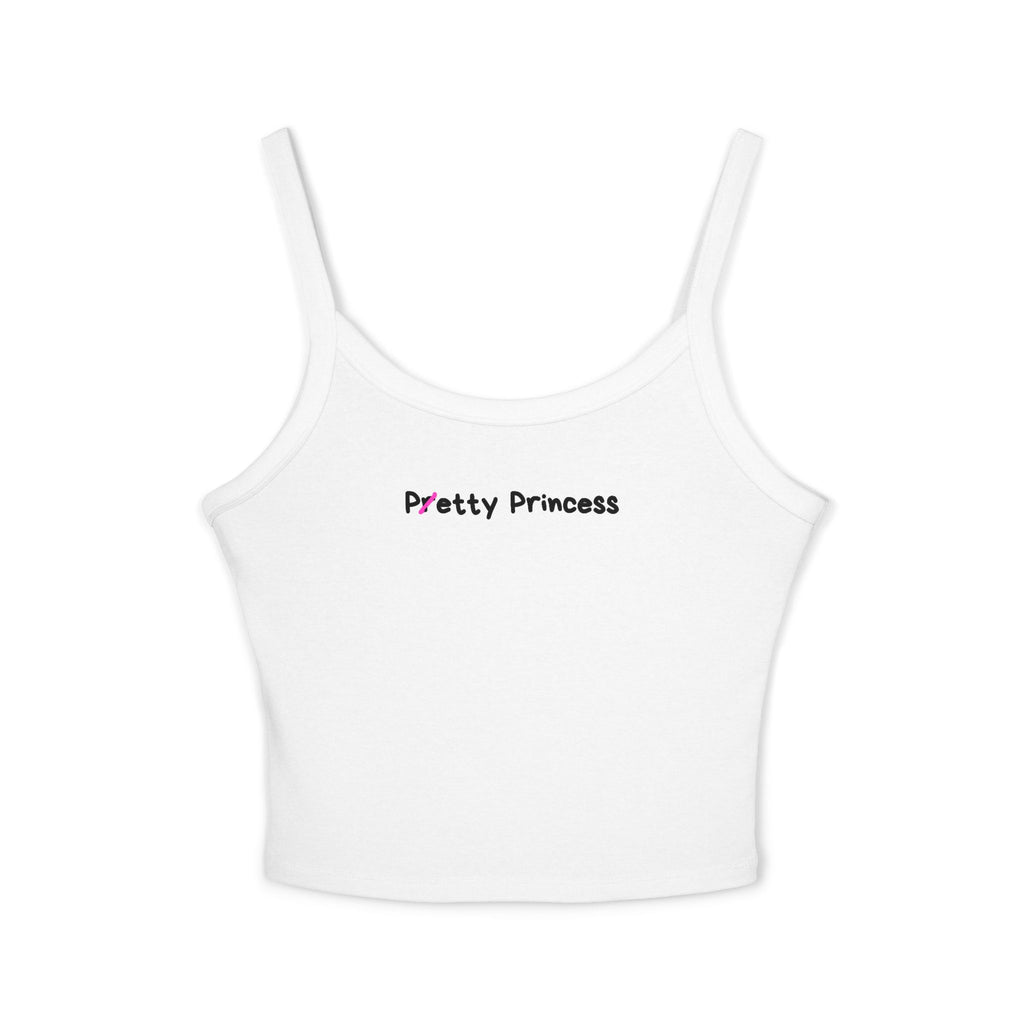 Pretty/Petty Princess Tank Top - Cute Girly Baddie Crop | Ethical Bella+Canvas Fit | Soft, Stylish & Socially Conscious Tank for Bold Girls, White & Pink Version