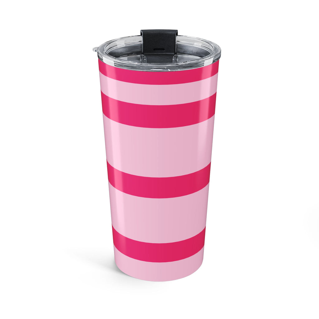 20oz Cute Pink Striped Tumbler with Heart-Holding Kitty – Girly Travel Cup
