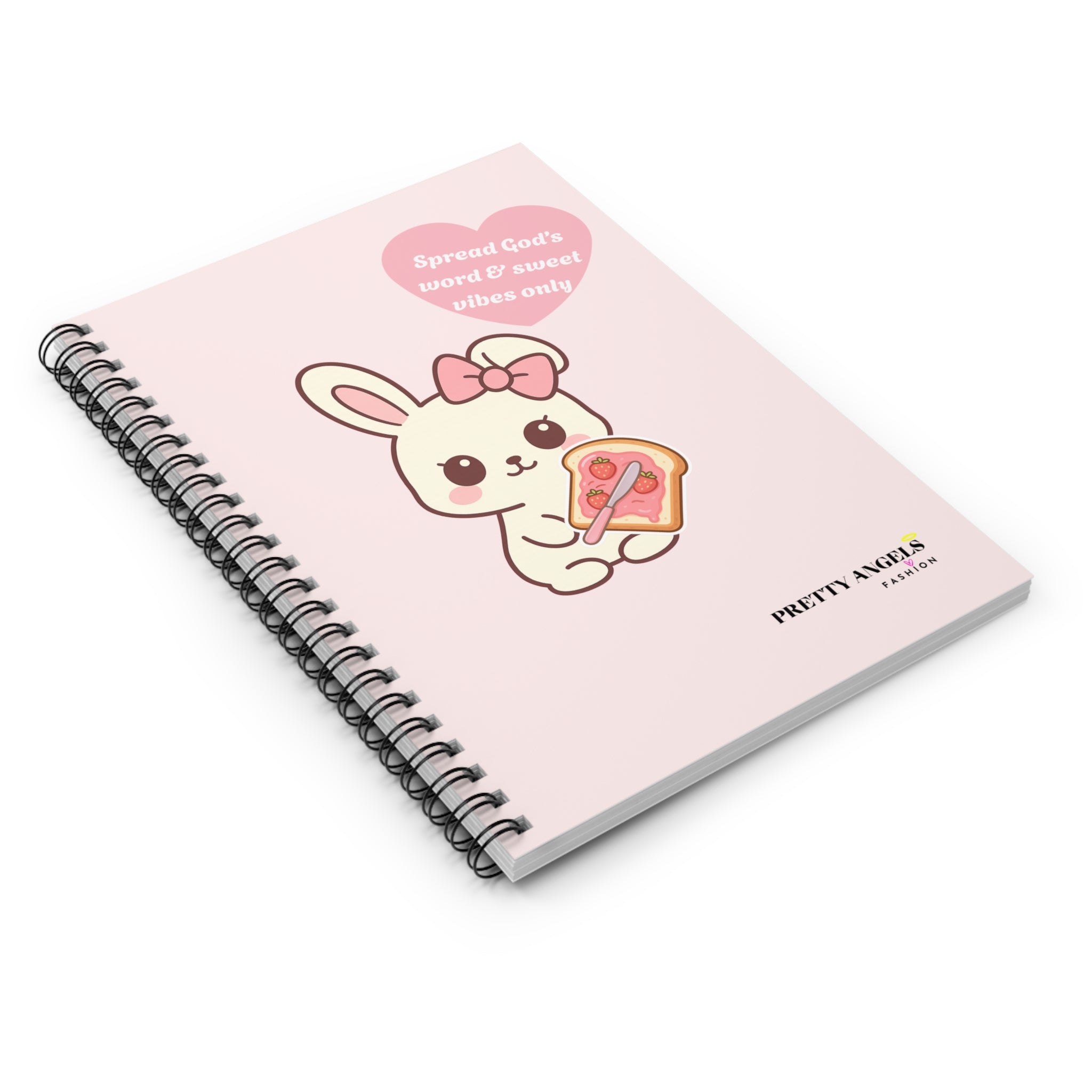 Spread God’s Word & Sweet Vibes Only - Kawaii Bunny Spiral Notebook | Cute Pink Journal with Strawberry Toast