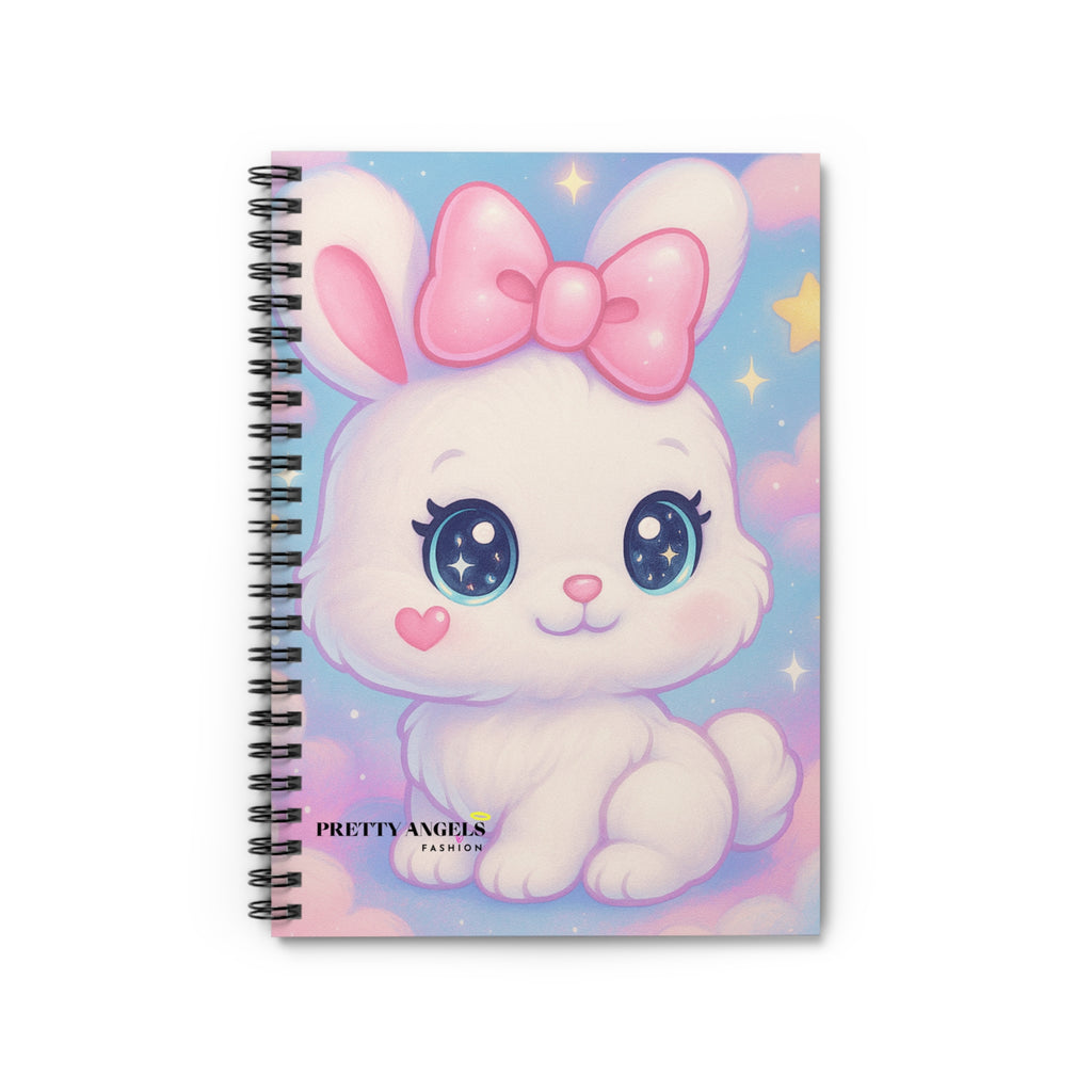Cute Bunny Spiral Notebook | Kawaii Aesthetic Journal | Pink Girly Stationery for School & Journaling