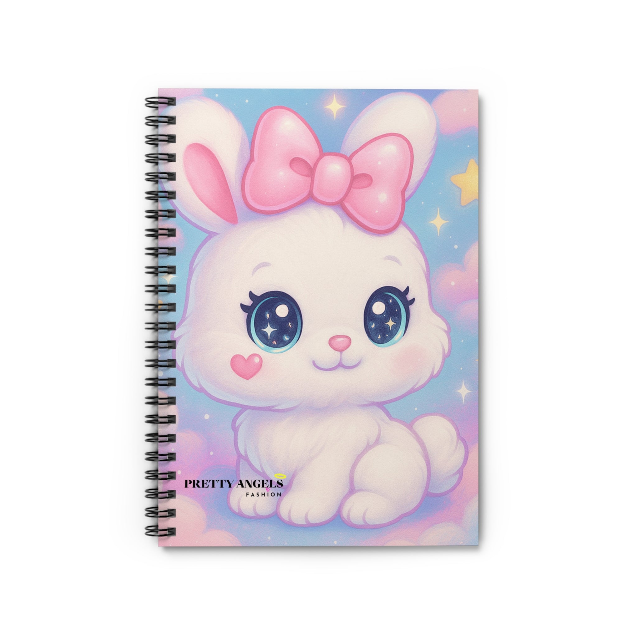 Cute Bunny Spiral Notebook | Kawaii Aesthetic Journal | Pink Girly Stationery for School & Journaling