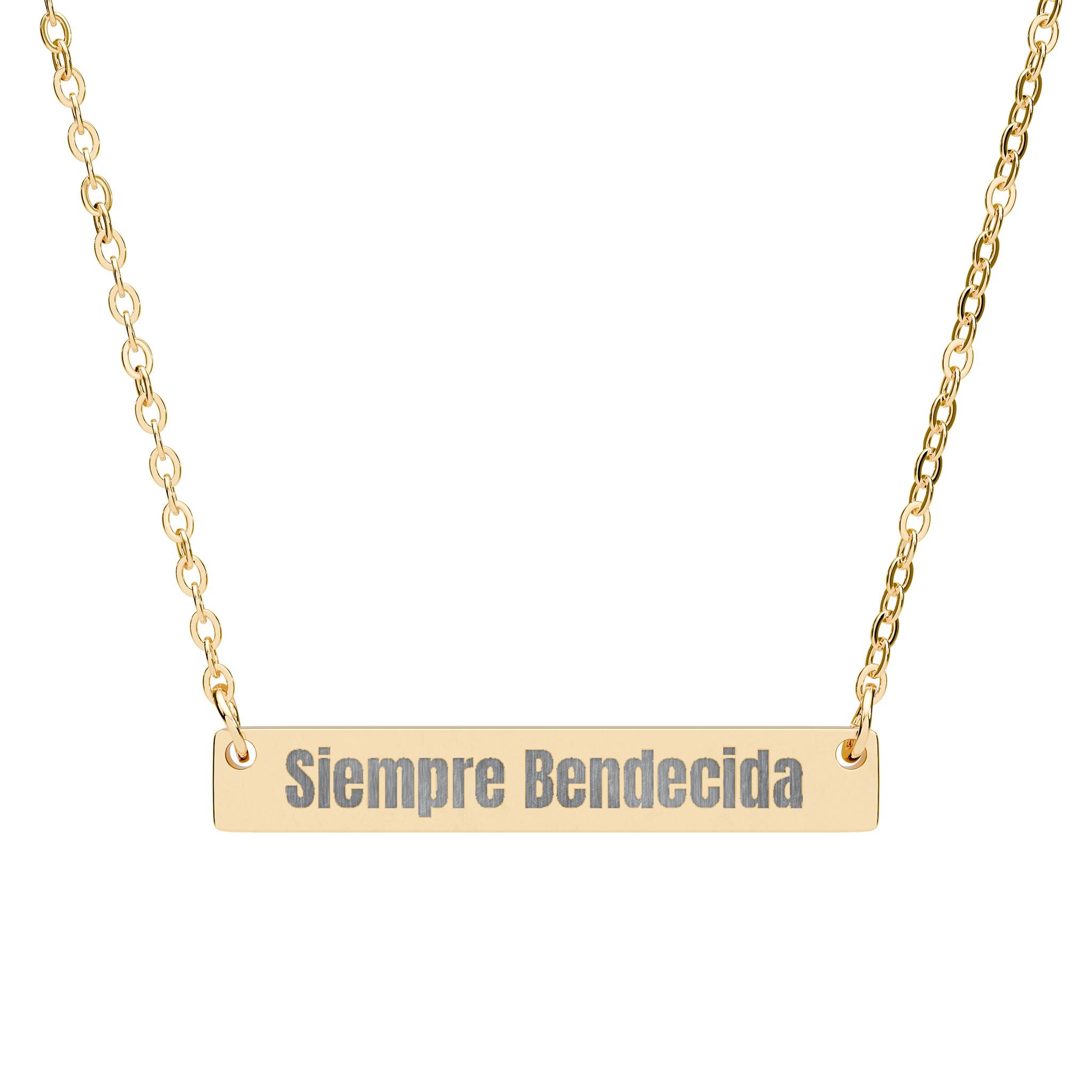 Siempre Bendecida Horizontal Bar Necklace — Engraved Latina Baddie Jewelry