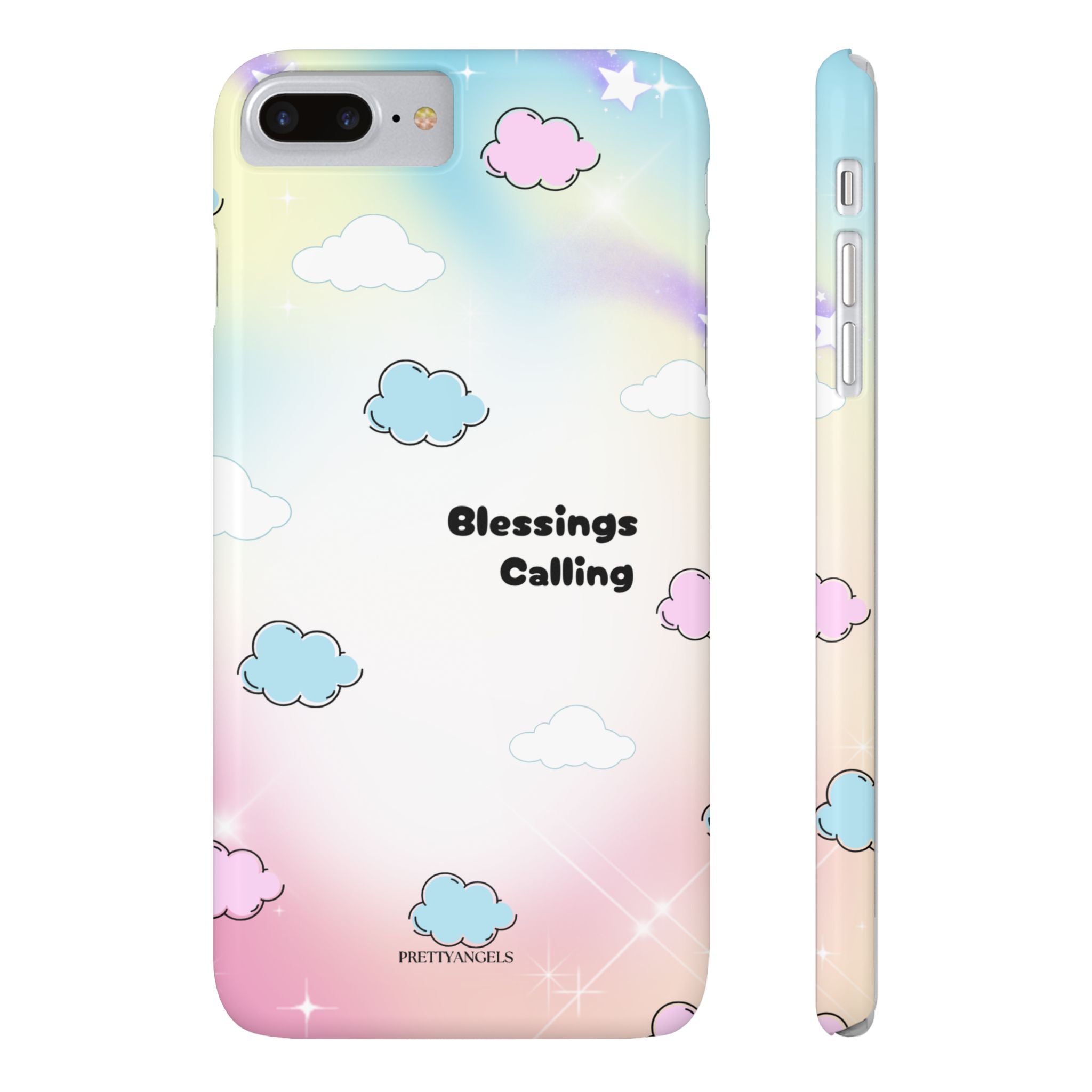 ‘Blessings Calling' Phone Case – Slim Lightweight Ombré Cover with Magical Pastel Clouds for Girly Girls & Faith-Filled Baddies - Cute Cloud Aesthetic, Phone Accessories, Gift for Friends, Pastel Theme Vibes, Cozy Magical Vibes