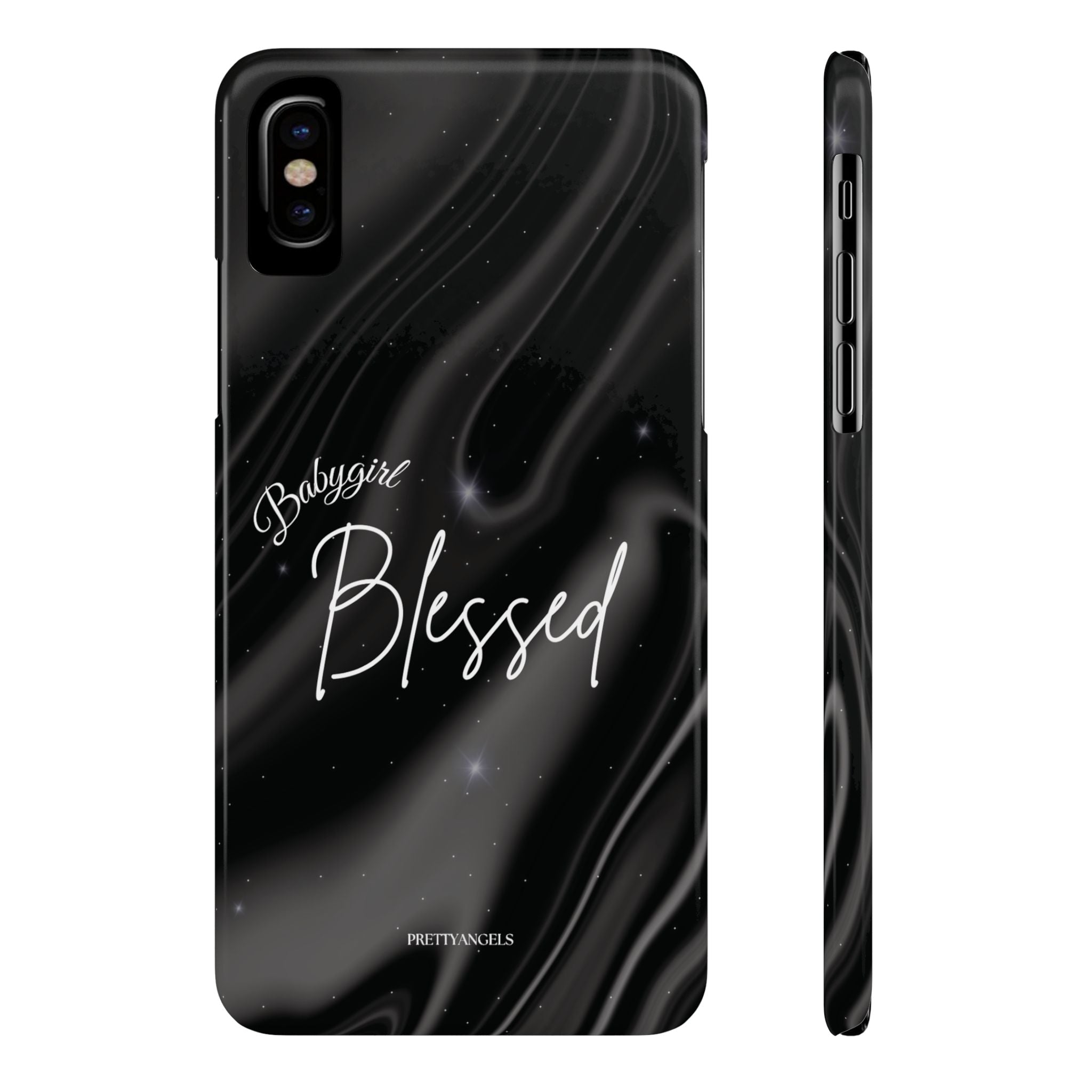 Blessed Babygirl Black Luxe Phone Case - Slim Lightweight & Protective for Rich Feminine Aesthetic Girls