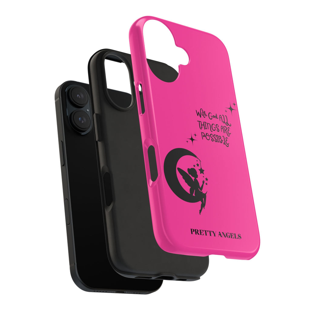 Pink 'With God All Things Are Possible' Fairy Moon Tough Phone Case