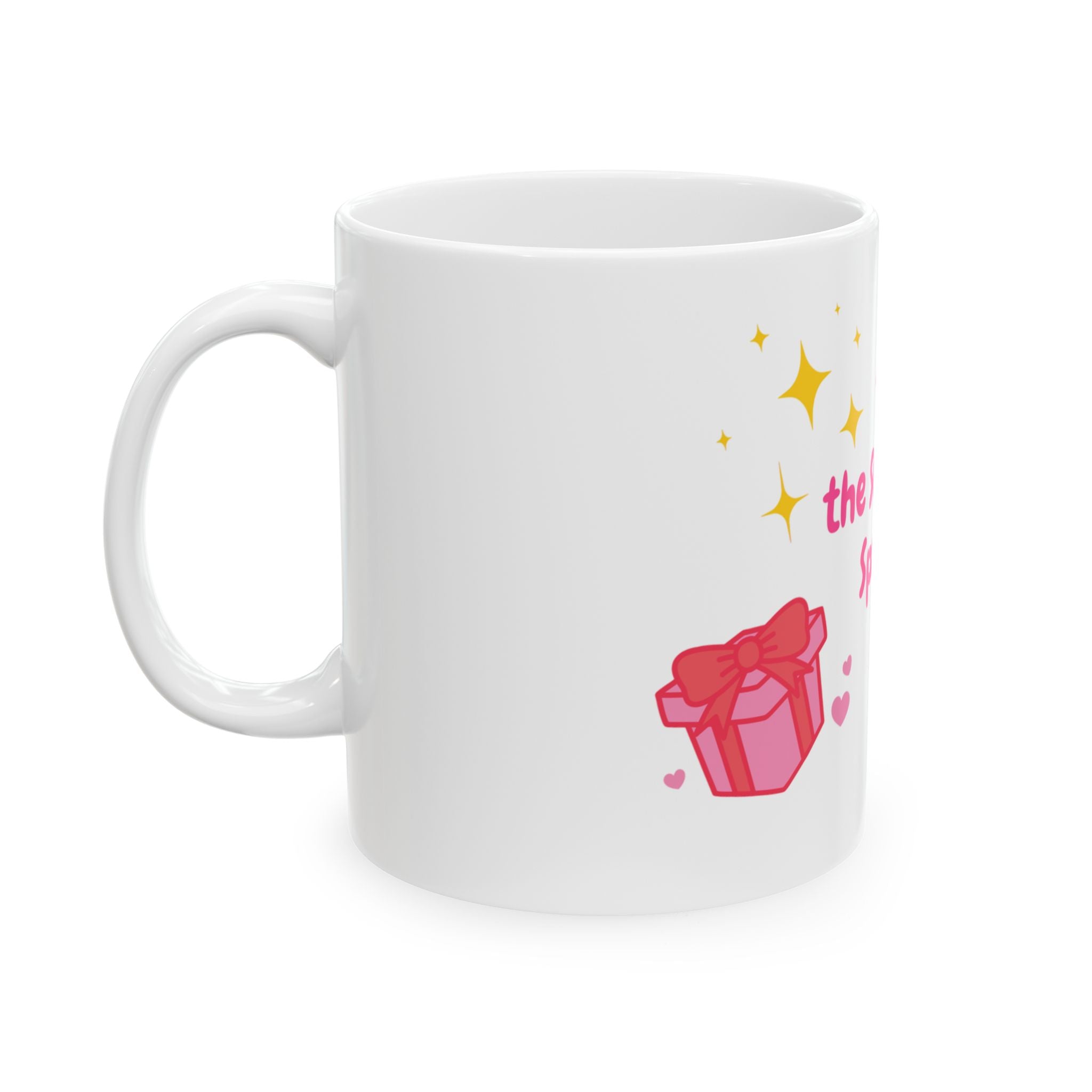 ‘Tis the Season to Sparkle™ Mug – Cute Girly Christmas Mug with Pink Present, Gingerbread, Candy Cane & Sparkles – Rich Girl Holiday Coffee Cup