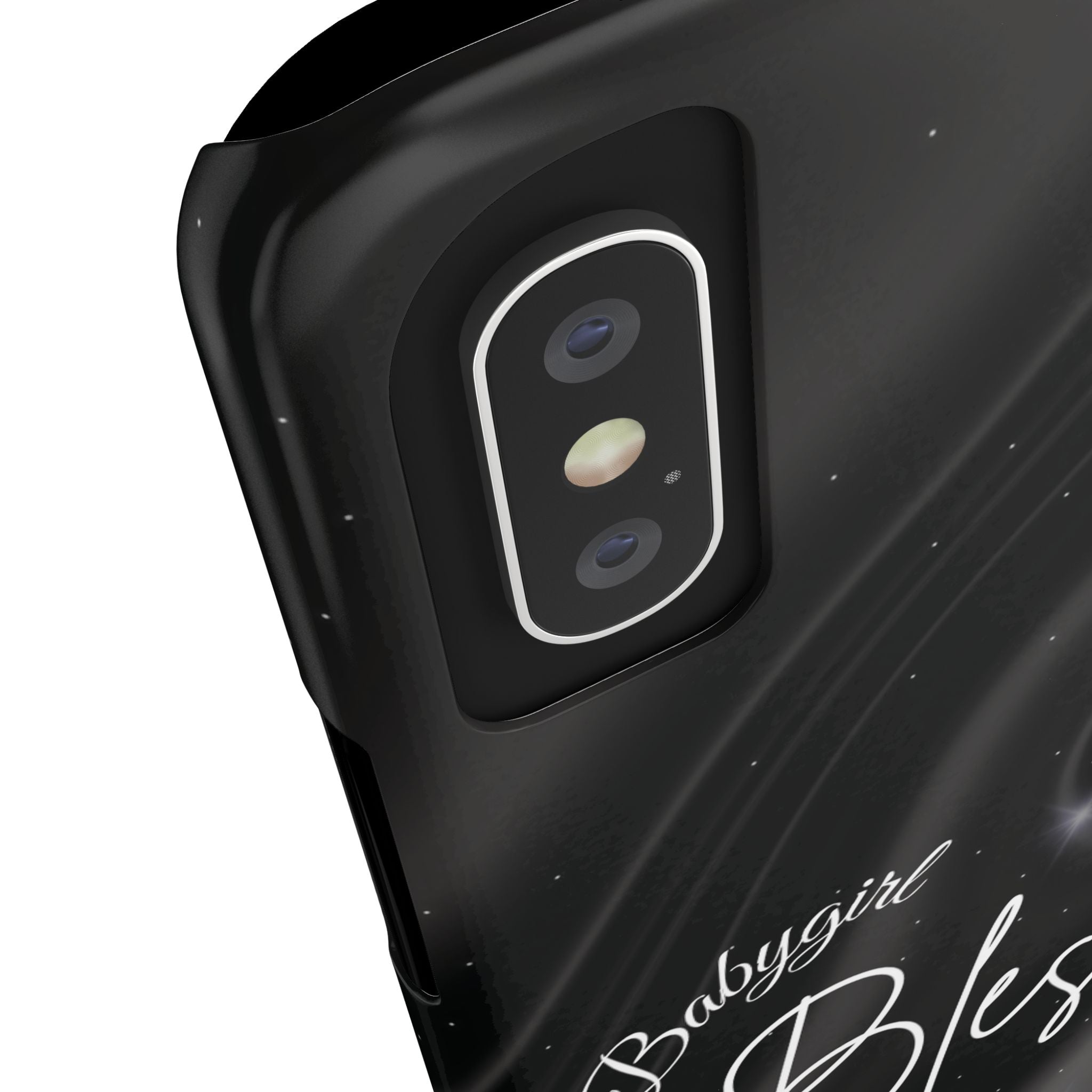 Blessed Babygirl Black Luxe Phone Case - Slim Lightweight & Protective for Rich Feminine Aesthetic Girls