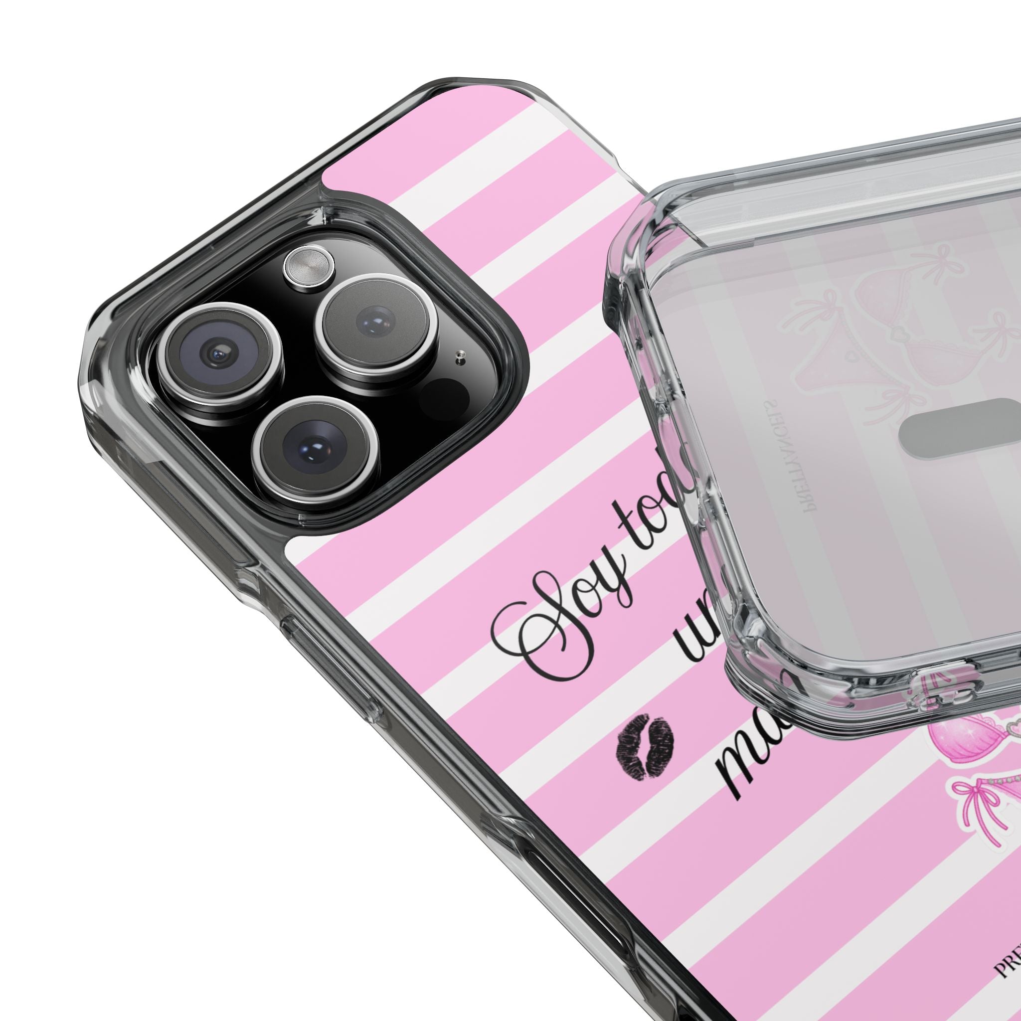 “Soy Toda Una Mamacita” MagSafe Clear Phone Case - Pink & White Striped | Latina Baddie Magnetic Impact Cover