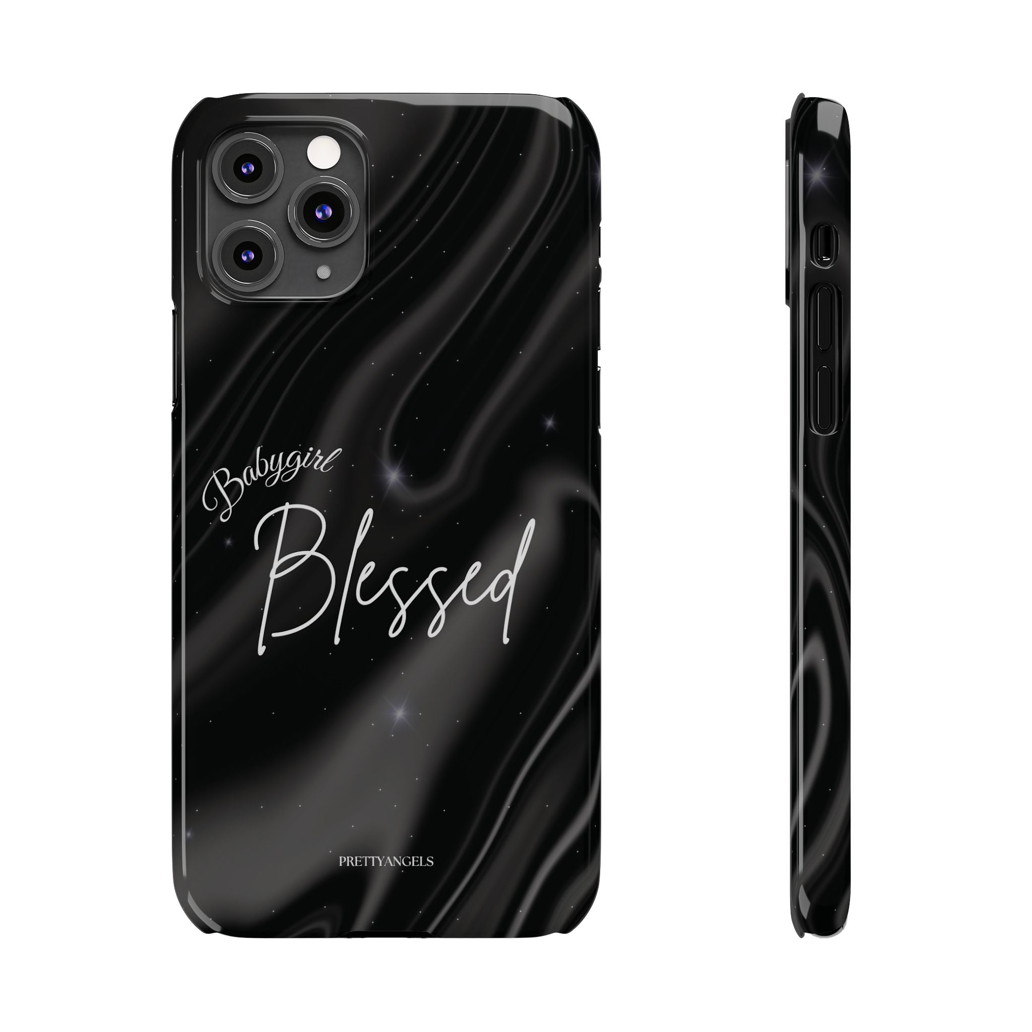 Blessed Babygirl Black Luxe Phone Case - Slim Lightweight & Protective for Rich Feminine Aesthetic Girls