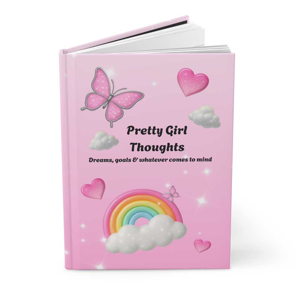 Pretty Girl Thoughts Hardcover Journal — Dreams, Goals & Whatever Comes to Mind (Pastel Rainbow Hearts)