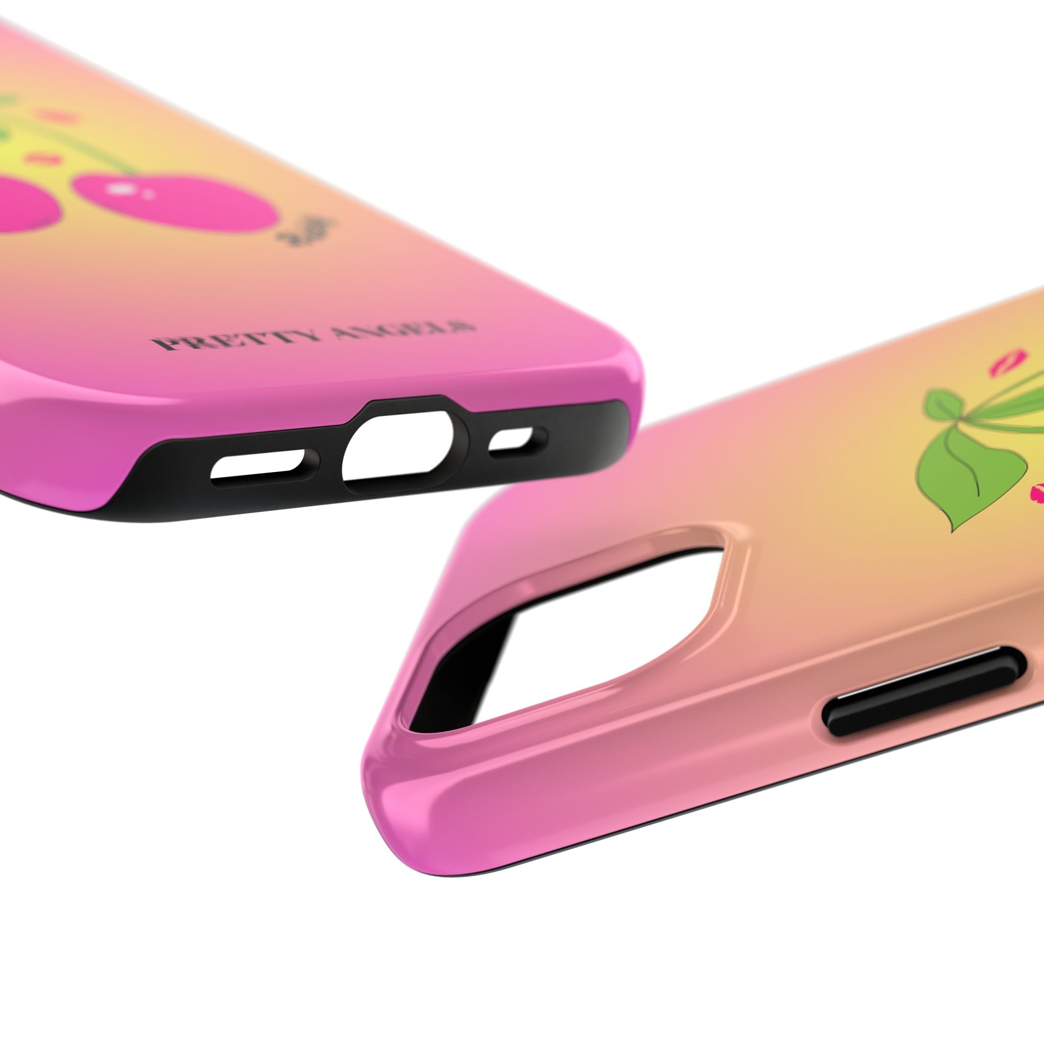 Blessed Baby Sunset Cherry Phone Case — Cute Hot Pink Cherry & Kisses