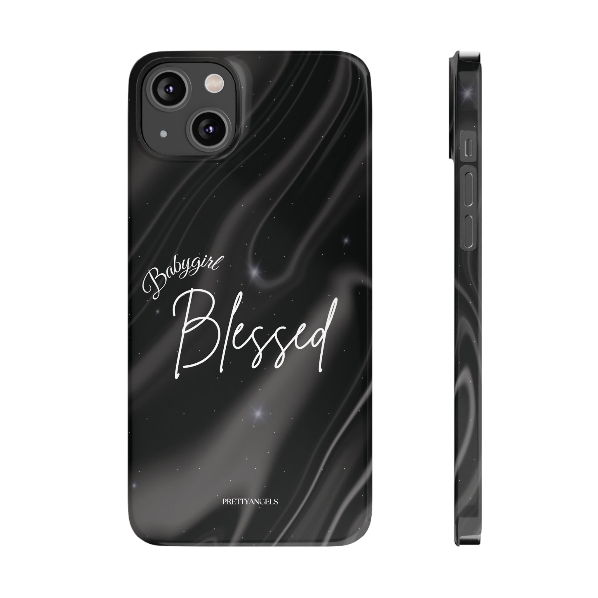 Blessed Babygirl Black Luxe Phone Case - Slim Lightweight & Protective for Rich Feminine Aesthetic Girls