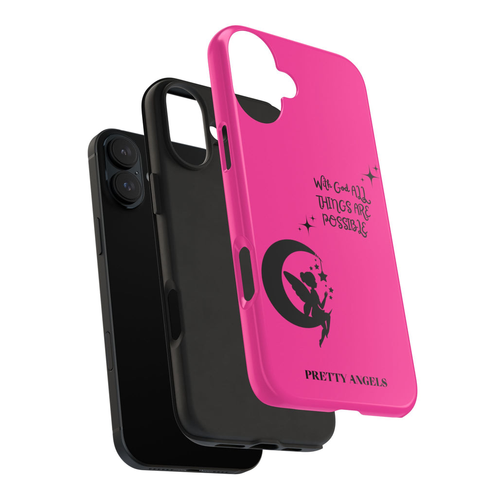 Pink 'With God All Things Are Possible' Fairy Moon Tough Phone Case
