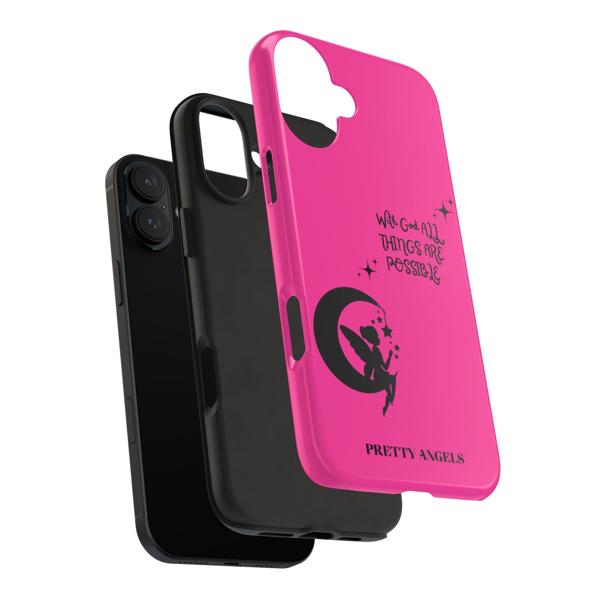 Pink 'With God All Things Are Possible' Fairy Moon Tough Phone Case