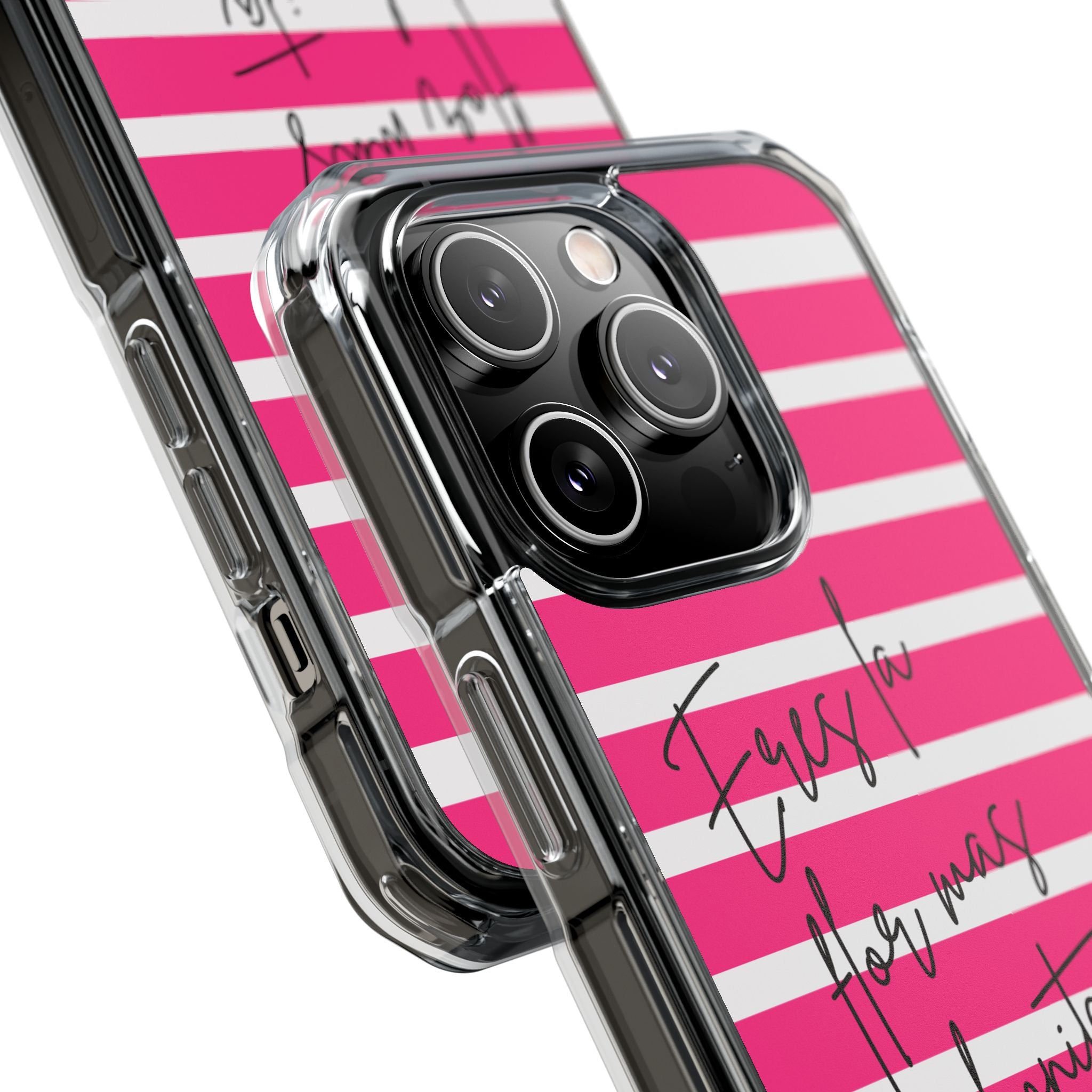Hot Pink Stripped “Eres La Flor Mas Bonita” MagSafe Clear Phone Case - Barbie Baddie Aesthetic Impact Protection Cover
