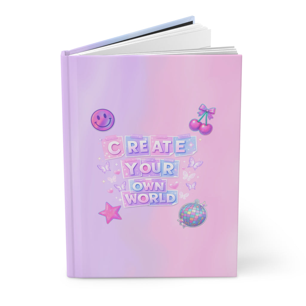 Create Your Own World Hardcover Journal — Pastel Aesthetic Notebook for Teens & Creative Planning