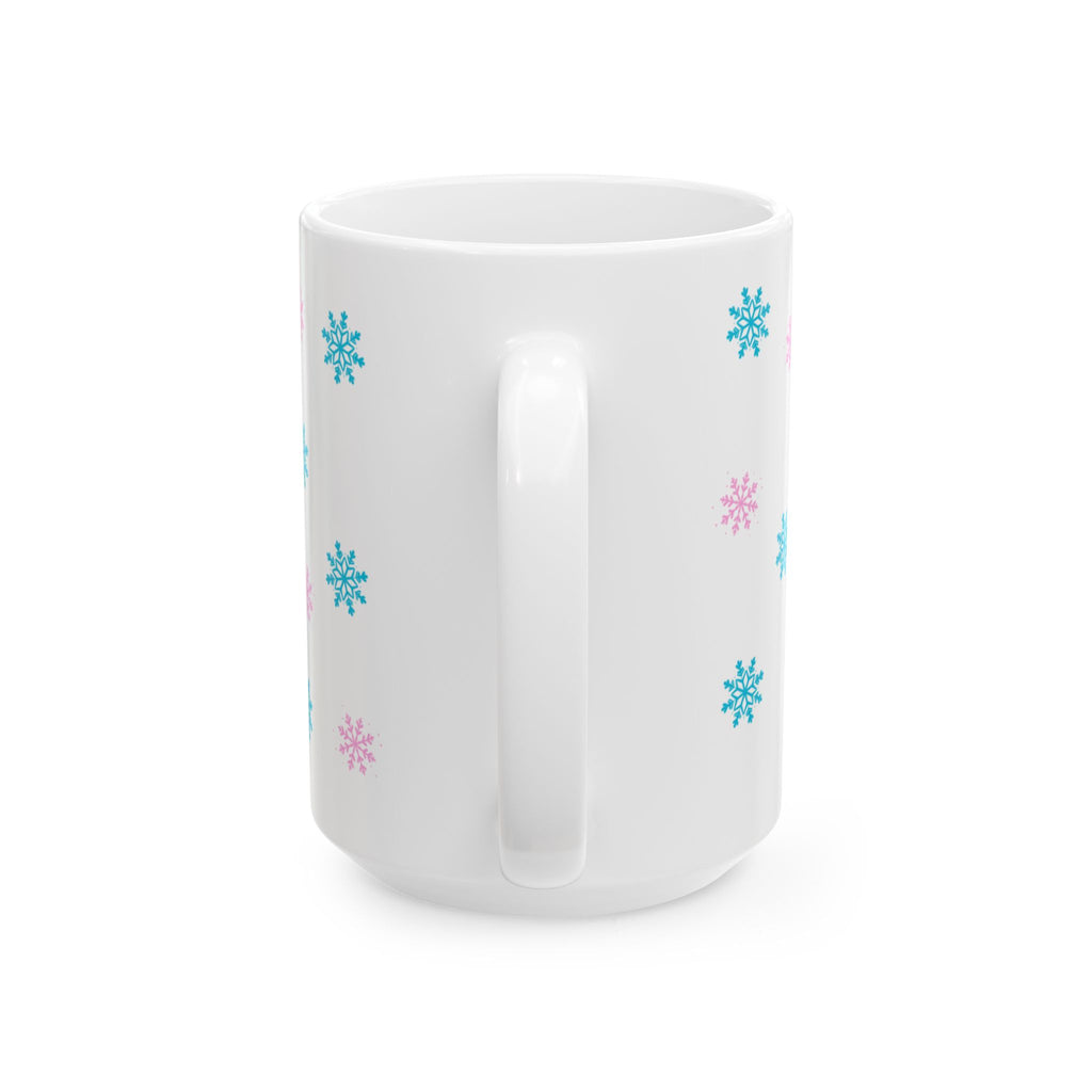 “It’s My Season Again” Luxury Winter Mug - Cute Grey Polar Bear with Crown, Blue & Pink Snowflakes - Girly Ceramic Mug for Rich Winter Queens, Cozy Home Decor, Winter Wonderland Mug for Girls