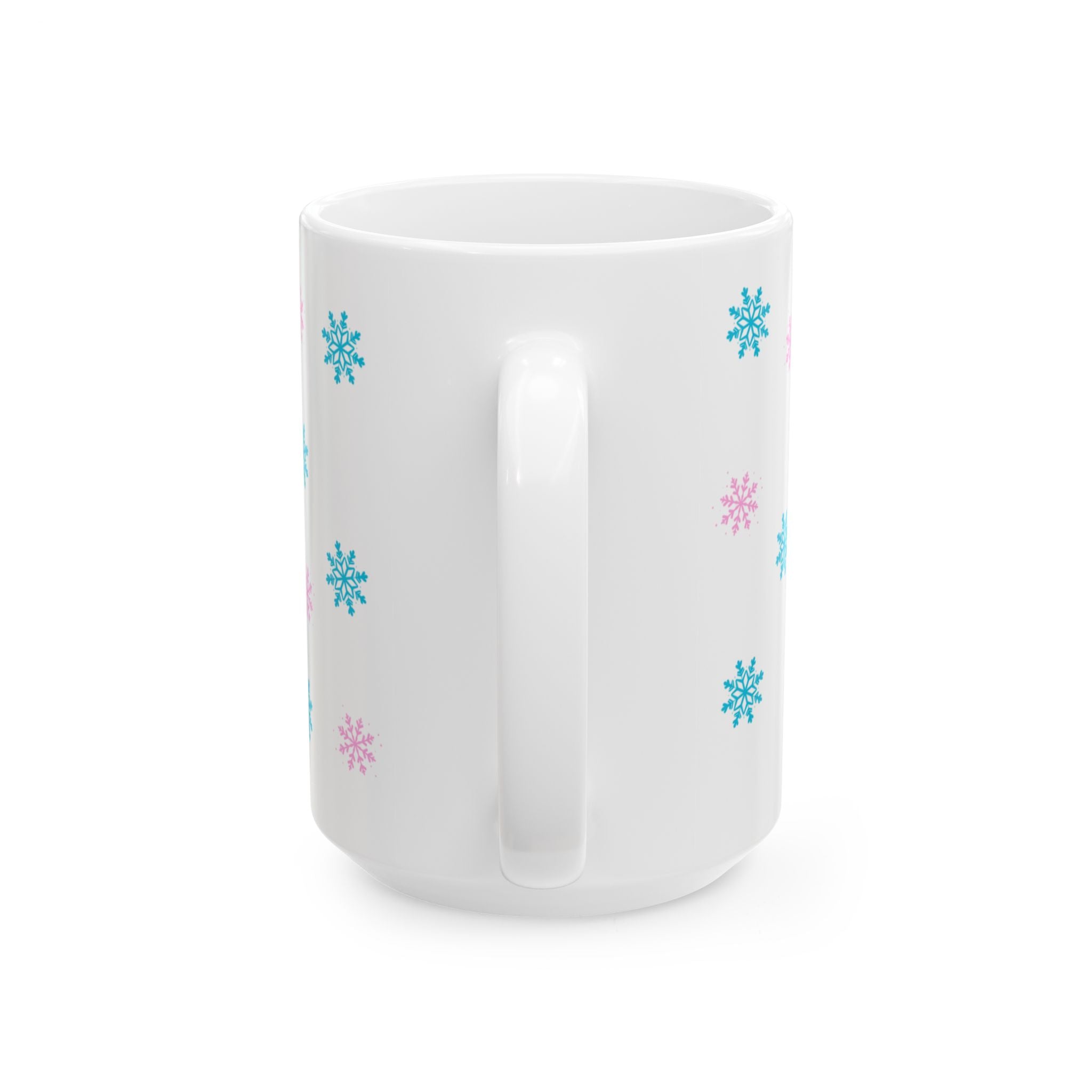 “It’s My Season Again” Luxury Winter Mug - Cute Grey Polar Bear with Crown, Blue & Pink Snowflakes - Girly Ceramic Mug for Rich Winter Queens, Cozy Home Decor, Winter Wonderland Mug for Girls