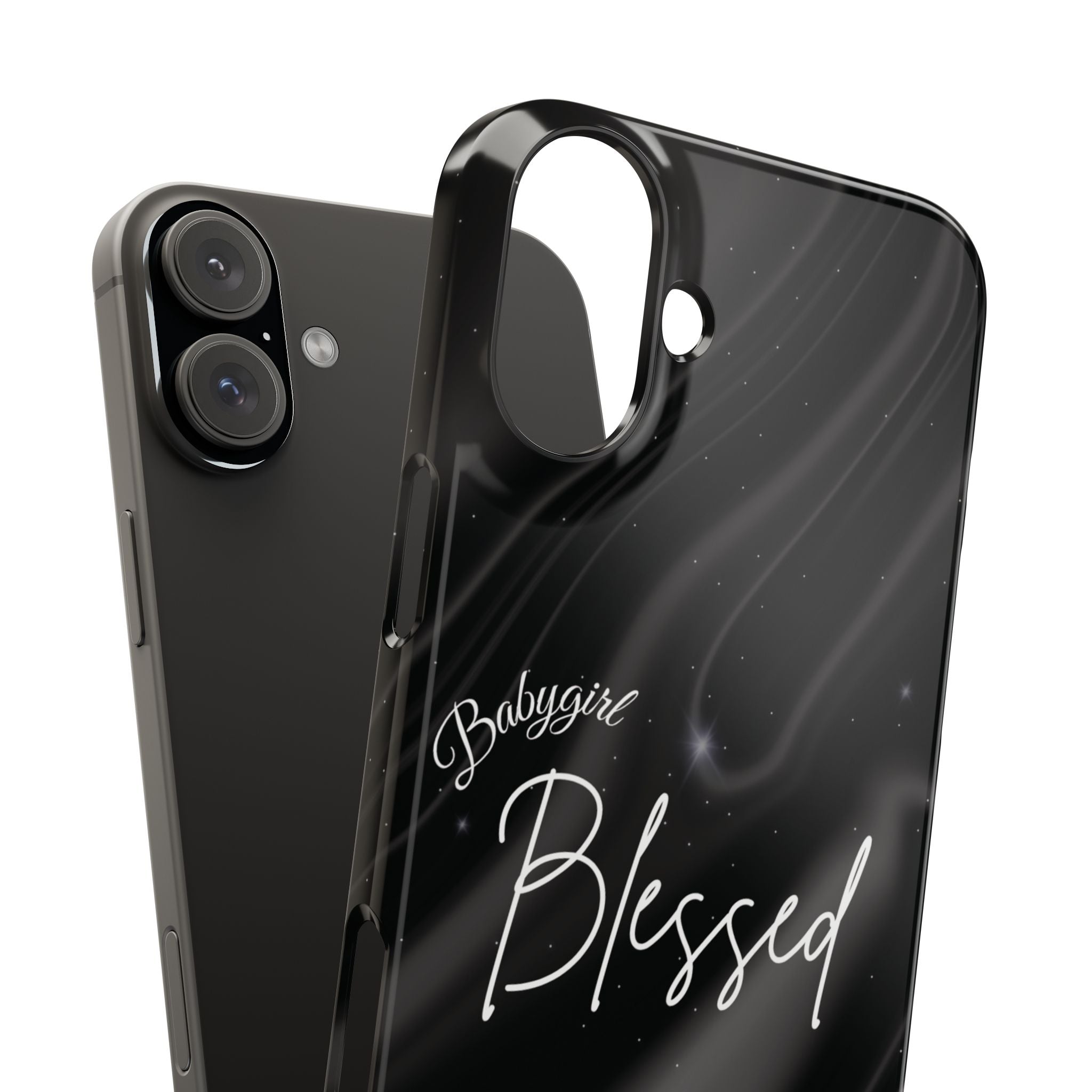 Blessed Babygirl Black Luxe Phone Case - Slim Lightweight & Protective for Rich Feminine Aesthetic Girls