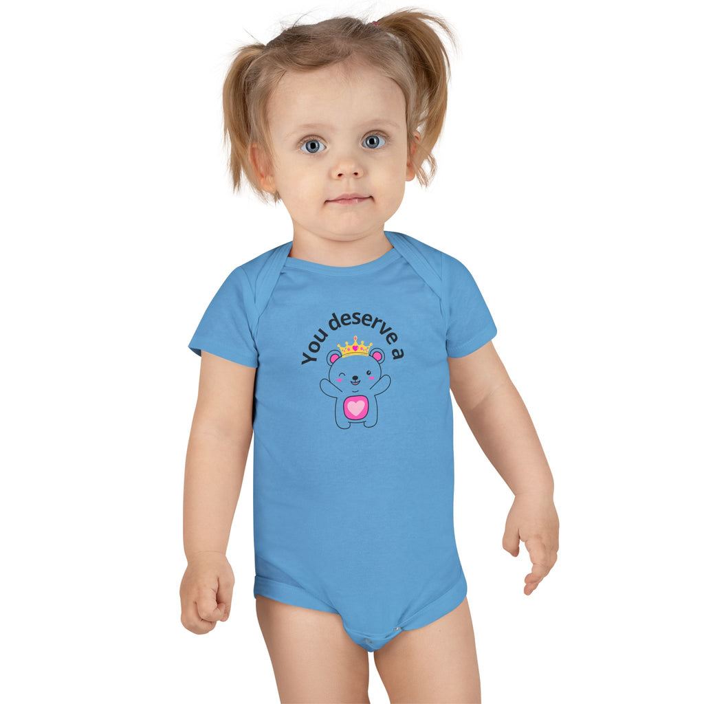 You Deserve a Hug Baby Girl Onesie - Cute Crown Bear Design for Girly Moms & Newborns | Soft, Comfy & Adorable, Girly Baby Shower Gifts