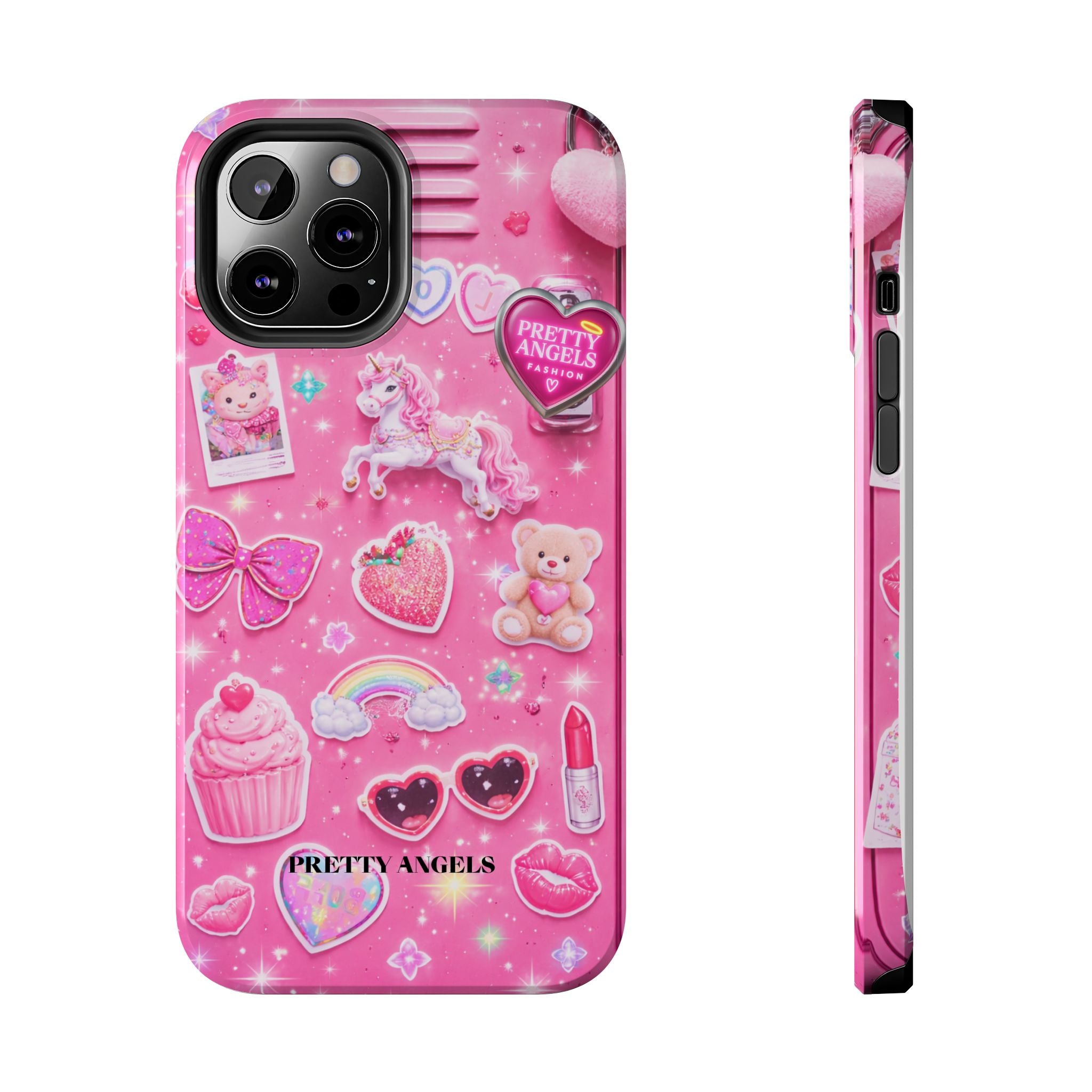 Girly Pink Locker Nostalgia with Hearts & Teddy Bear Tough Phone Case