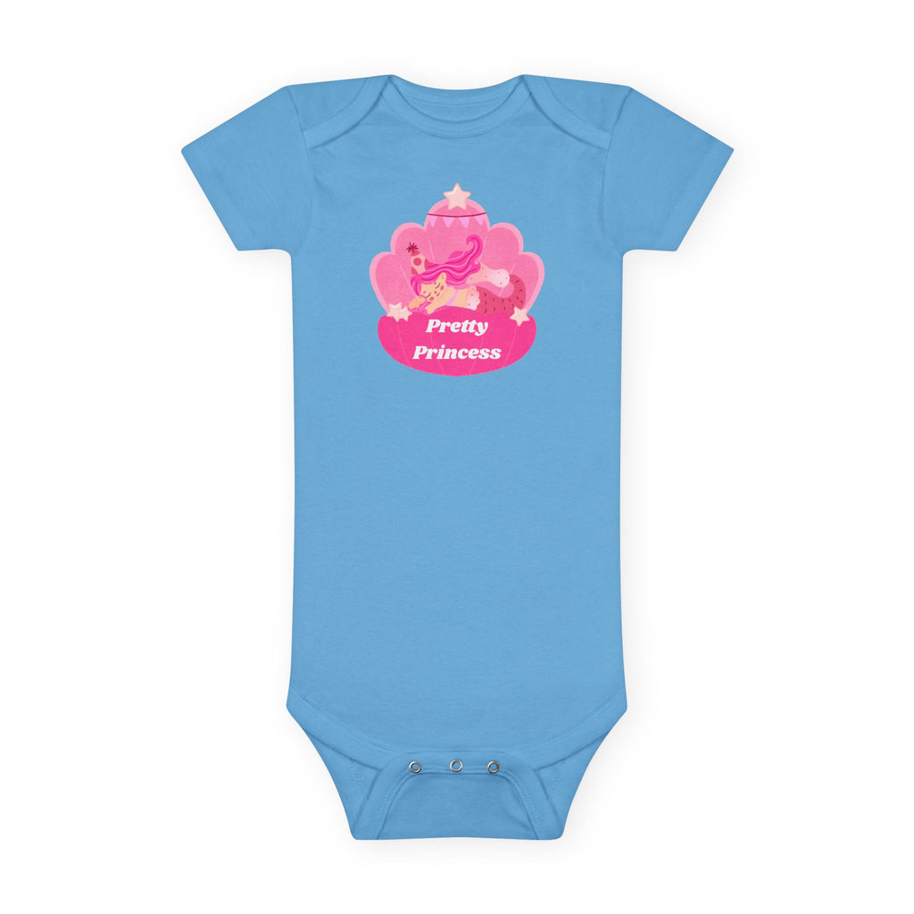 “Sleeping Mermaid Baby Girl Onesie – ‘Pretty Princess’ in Pink Seashell | Gerber® Organic Bodysuit – Luxury Baby Shower Gift for Girl Moms”