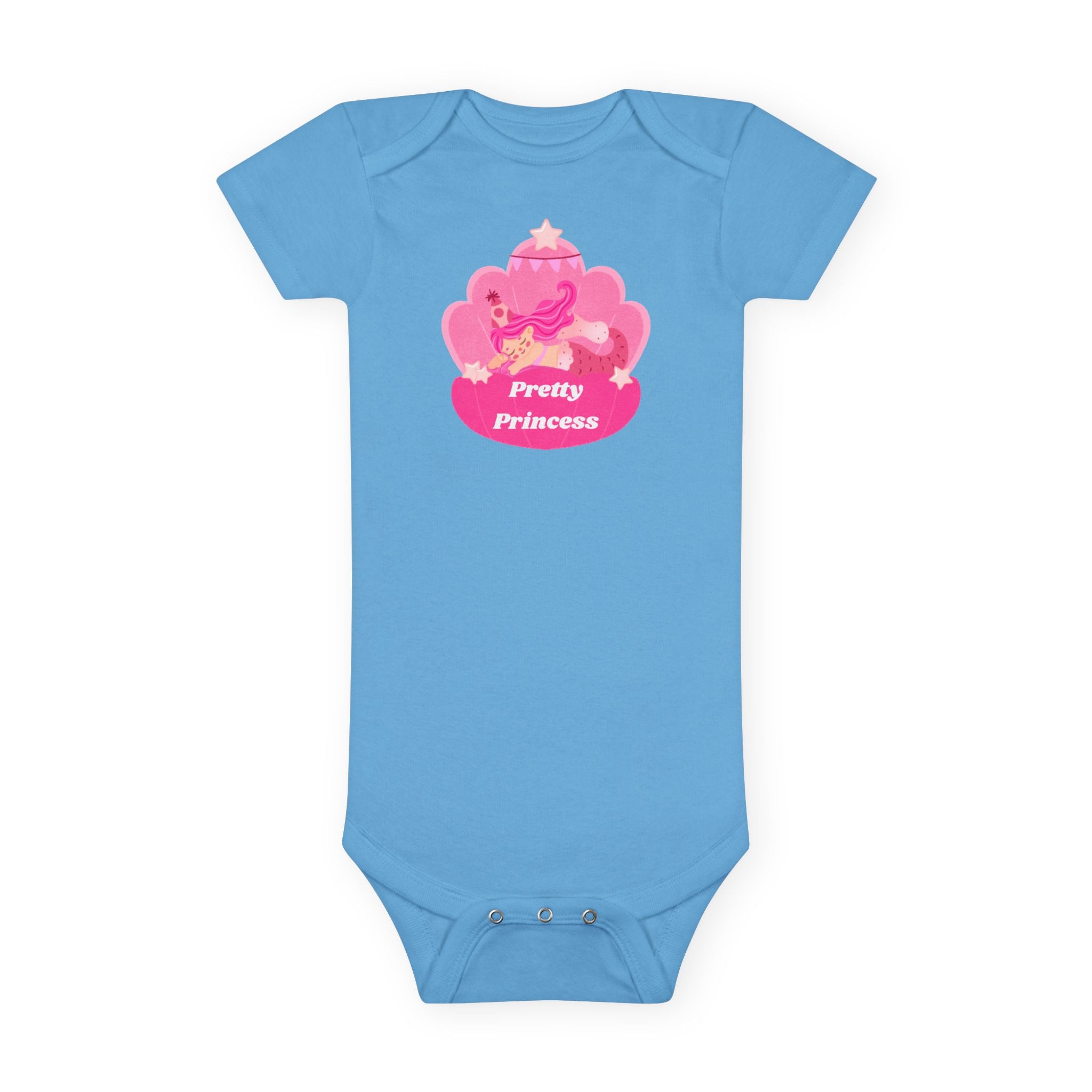 “Sleeping Mermaid Baby Girl Onesie – ‘Pretty Princess’ in Pink Seashell | Gerber® Organic Bodysuit – Luxury Baby Shower Gift for Girl Moms”