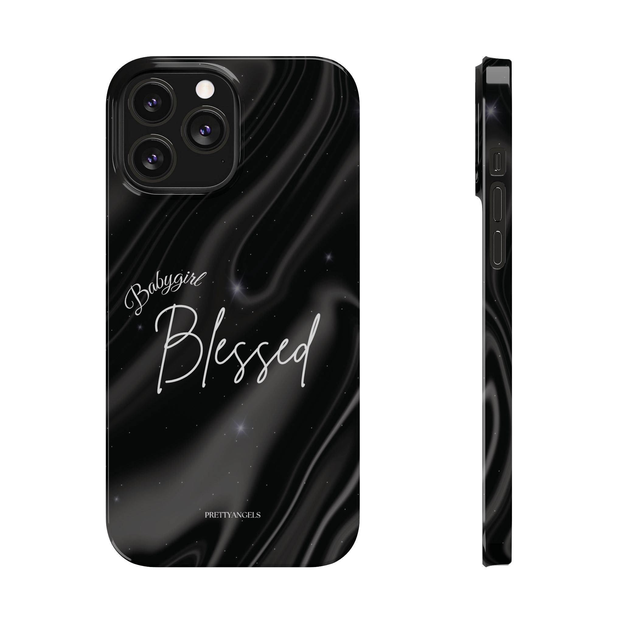 Blessed Babygirl Black Luxe Phone Case - Slim Lightweight & Protective for Rich Feminine Aesthetic Girls
