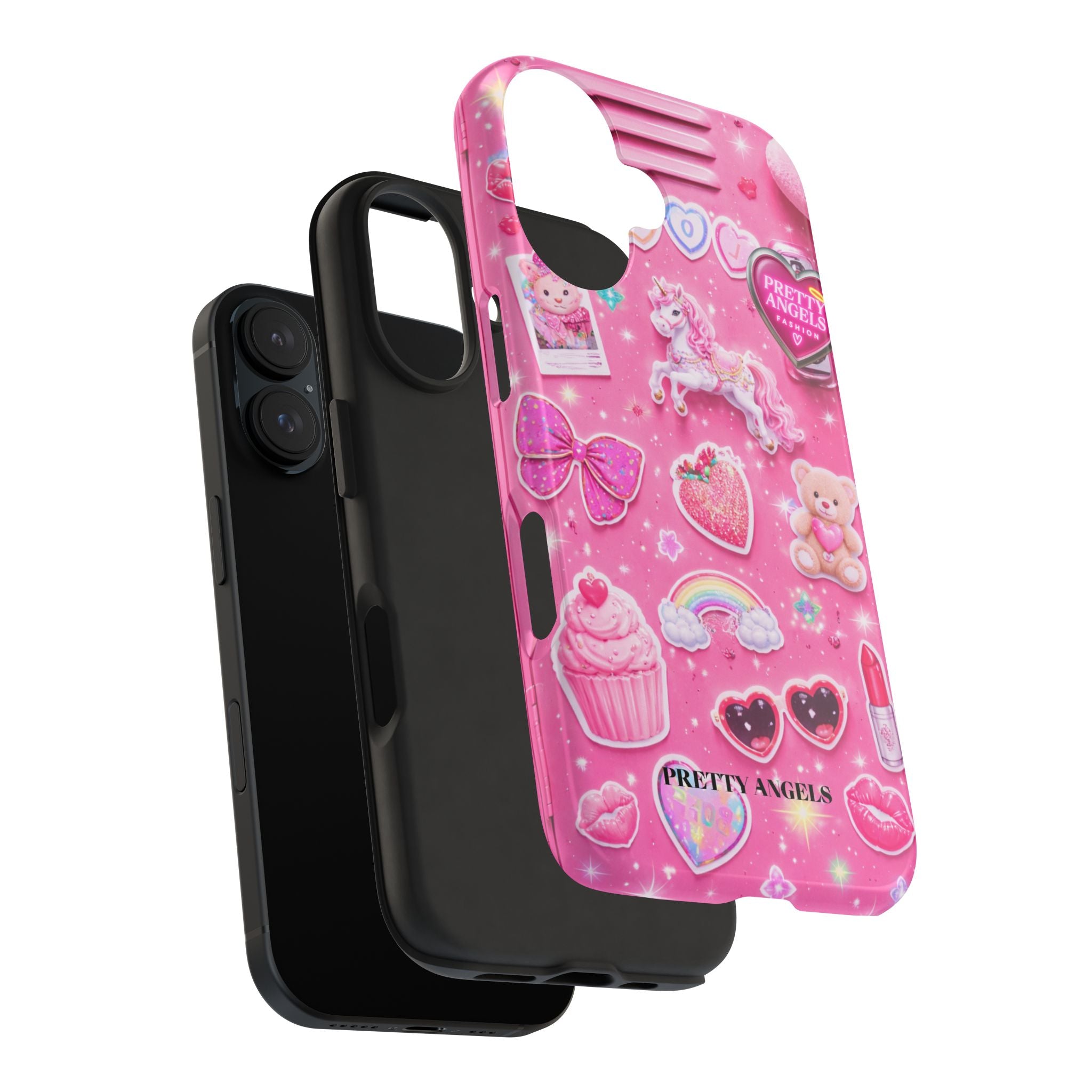 Girly Pink Locker Nostalgia with Hearts & Teddy Bear Tough Phone Case