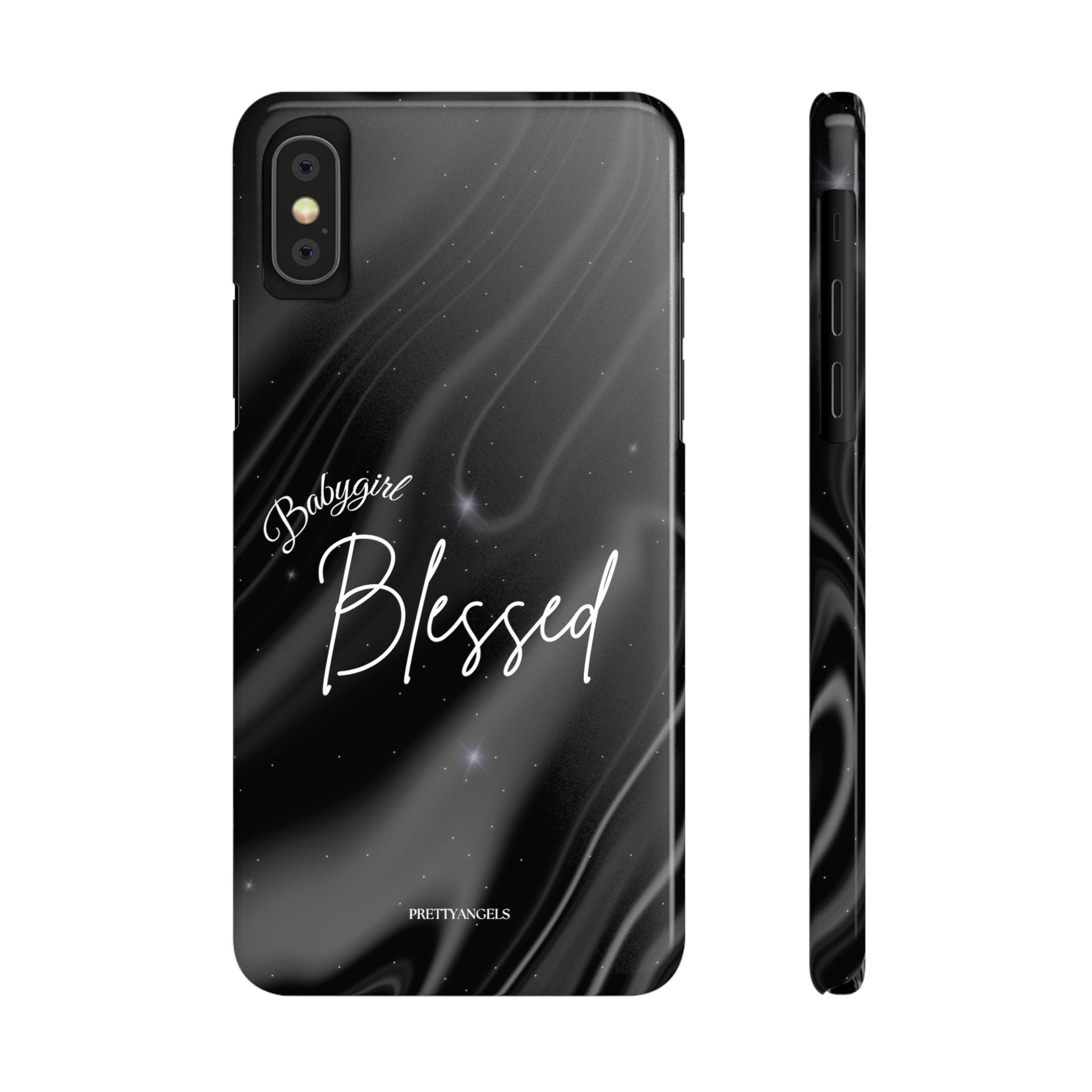 Blessed Babygirl Black Luxe Phone Case - Slim Lightweight & Protective for Rich Feminine Aesthetic Girls