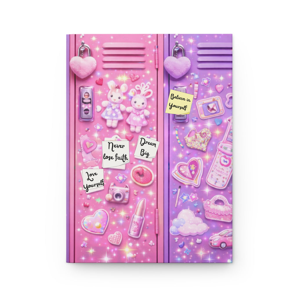 Kawaii Pastel Locker Hardcover Journal — Cute Girly Sticker Collage Notebook